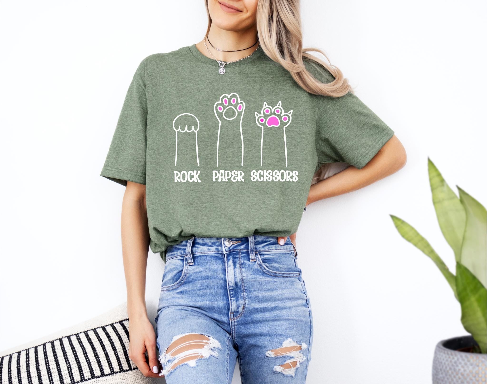 Rock Paper Scissors Shirt Funny Cat Paw Shirt Trendy Shirt for Cat Lover Cat Paws ShirtsPet LoverGift for Cat Mom Women shirtcute tee Graphic Tee – Aesthetic Look · Perfect For Daily Wear