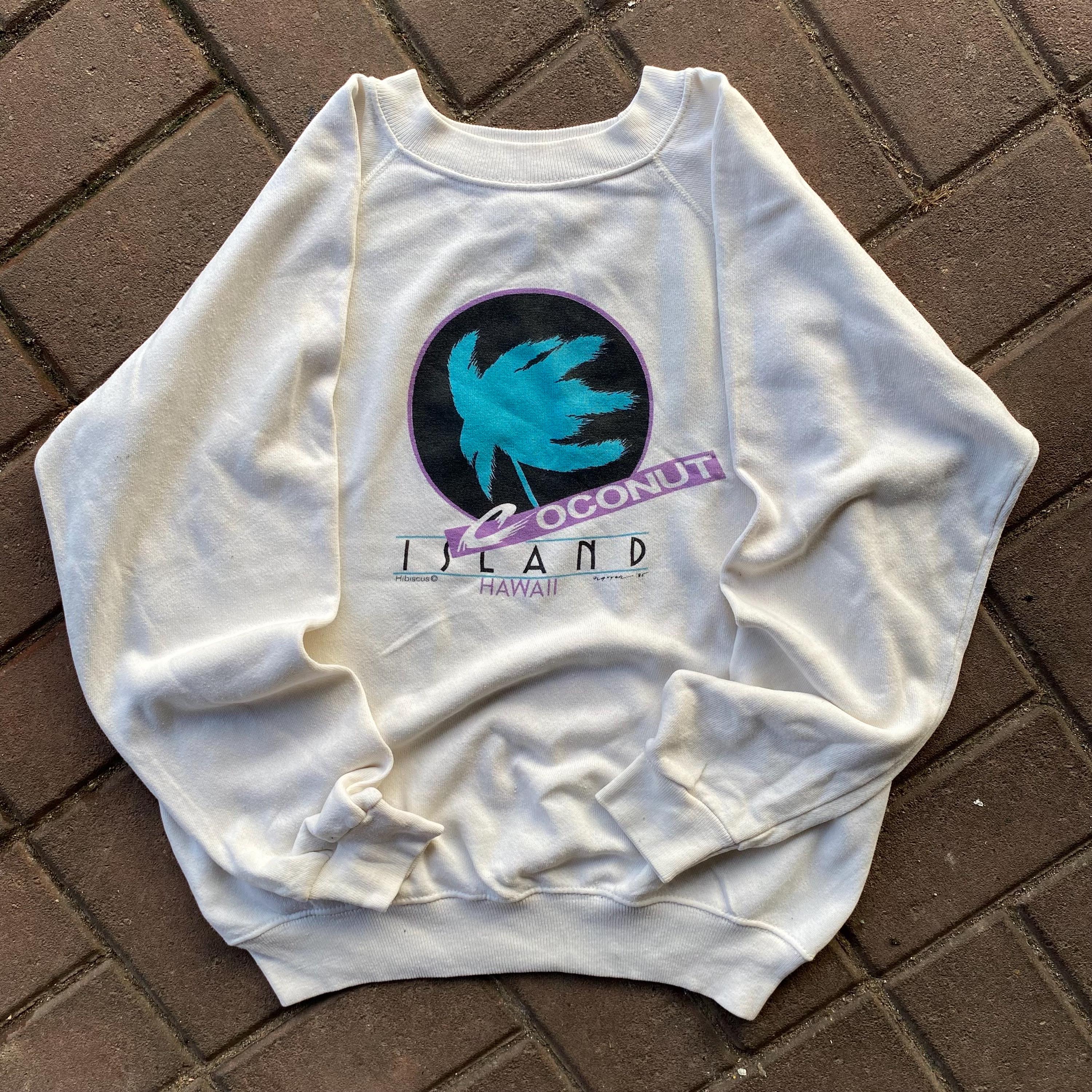 Vintage 90s Hanes Tag Coconut Island Hawaii Spellout Big Logo Printed Vintage Hawaii Sweatshirt Pullover Crewneck Colour White Size Medium Sweatshirt – Feel-Good Design · High-Quality Print