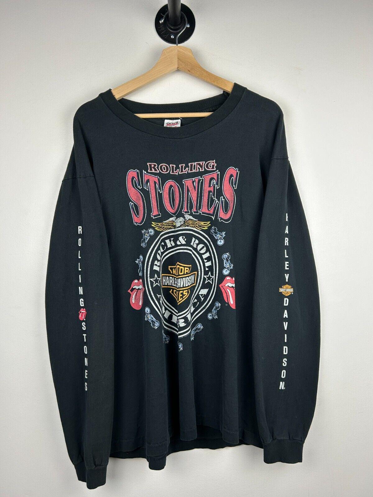 Vintage 90s Harley Davidson Rolling Stones Black Long Sleeve Size L Graphic Tee – Easygoing Wear · Must-Have Style