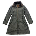 Moncler Womens Grey Coat Vintage High End Designer Fluffy Collar Long Quilted Graphic Tee – Everyday Comfort · Must-Have Style