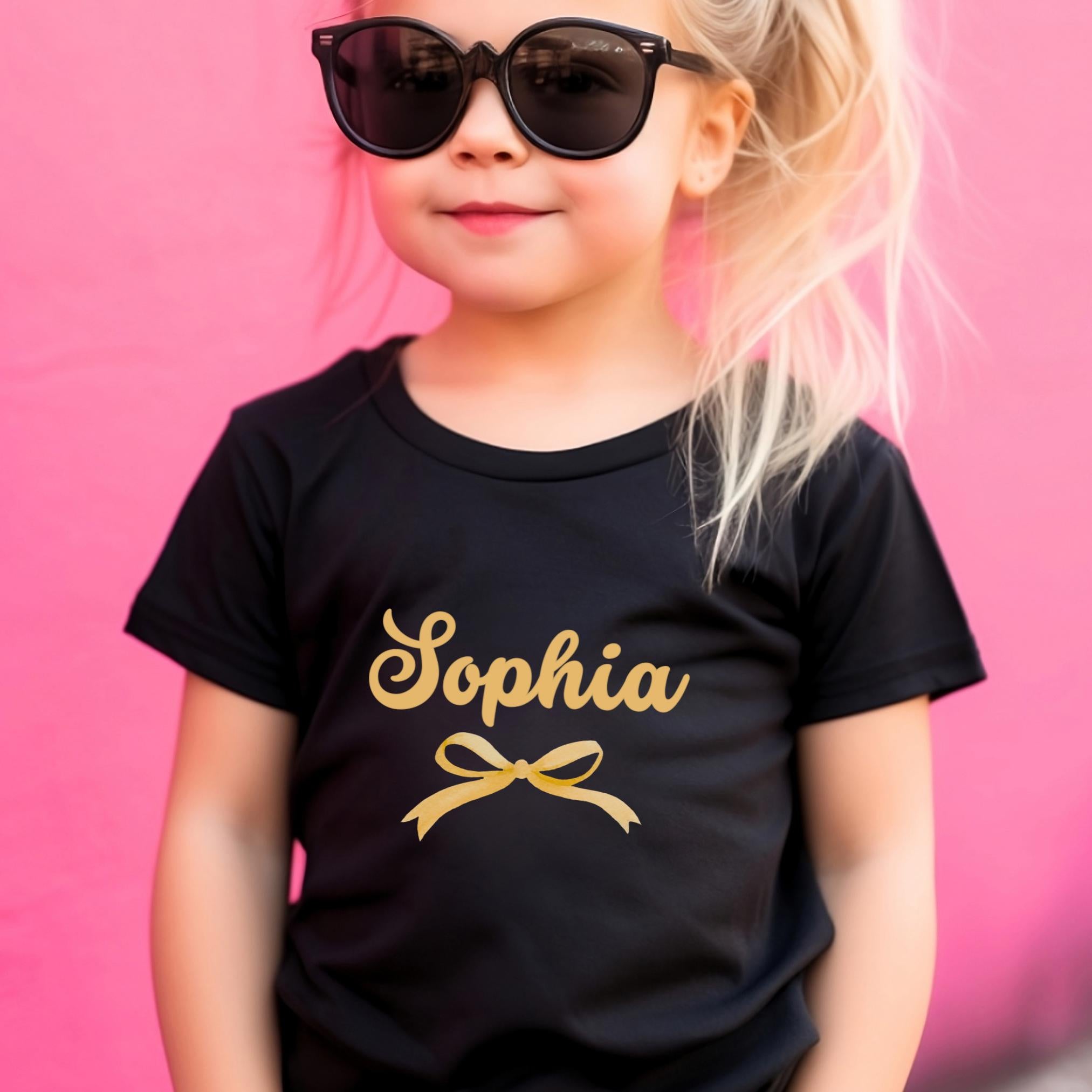 Cute Custom Bow Shirt Toddler Preppy Bow Tee for Kids Coquette Ribbon T Shirt Personalized Name Toddler Shirt Custom Name Kids Shirt Cute 3T Graphic Tee – Fan Favorite · Perfect For Daily Wear