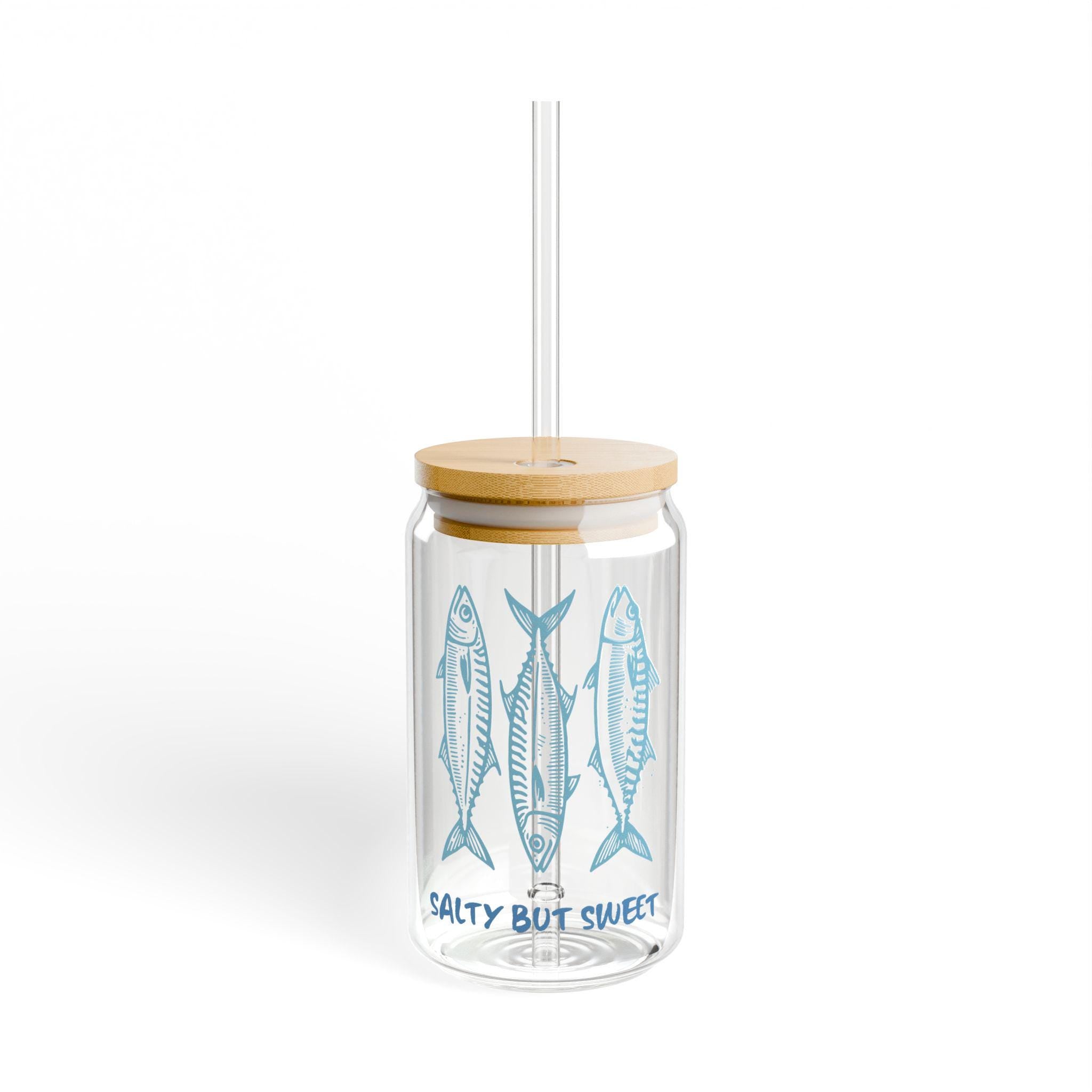 Salty But Sweet Sipper Glass Cute Drinkware for Coastal Lovers Perfect for Beach Day A Unique Gift for Fish Lovers Reusable Straw Cup Graphic Tee – Fan Favorite · Trending Graphic Apparel