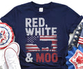Red White and Moo Shirt Funny Cow 4th of July Tee Patriotic Cow Shirt Country Girl T Shirt Cow Lover Gift Graphic Tee – Soft Feel · Top Pick For Any Outfit