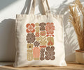 Abstract Boho Floral Tote Bag Eco Friendly Cotton Canvas Bag Retro Flowers Grocery Tote Boho Blooms Spring Bag Tote Bag – Feel-Good Design · Top Pick For Any Outfit