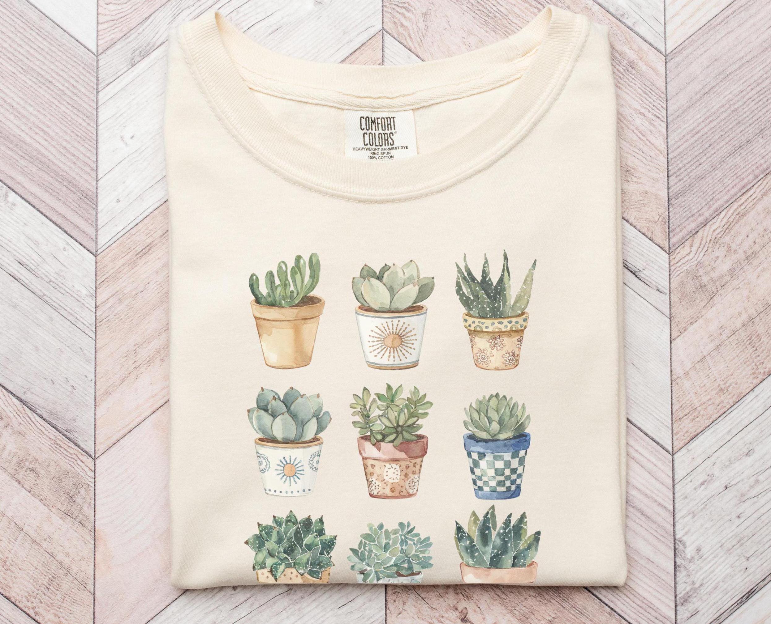 Cactus T shirt Watercolor Illustration of Potted Cacti Tee Plant Lover Gift Succulent Shirt Graphic Tee – Fan Favorite · Must-Have Style
