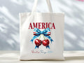 Coquette 4th of July Tote Bag Independence Day Patriotic Tote Bag American Flag Tote Bag Red White and Blue Tote Bags USA Lover Tote Bag Tote Bag – Bold Style · High-Quality Print