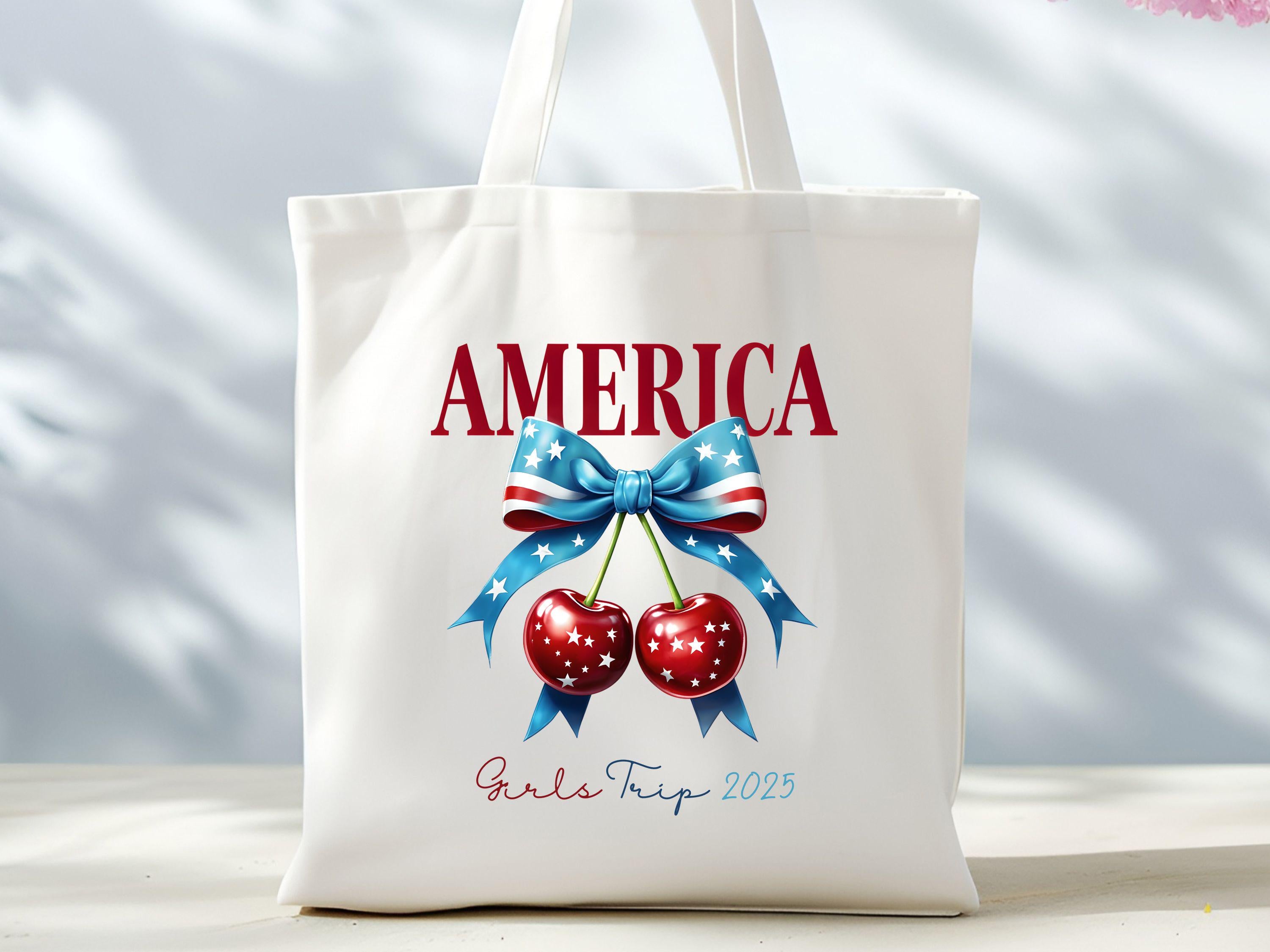 Coquette 4th of July Tote Bag Independence Day Patriotic Tote Bag American Flag Tote Bag Red White and Blue Tote Bags USA Lover Tote Bag Tote Bag – Bold Style · High-Quality Print