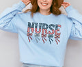 Nurse Sweatshirt 4th of July Nurst Appreciation Week Red White Blue Sweatshirt July 4th USA Flag Nurse Crewneck Sweatshirt – Feel-Good Design · Must-Have Style