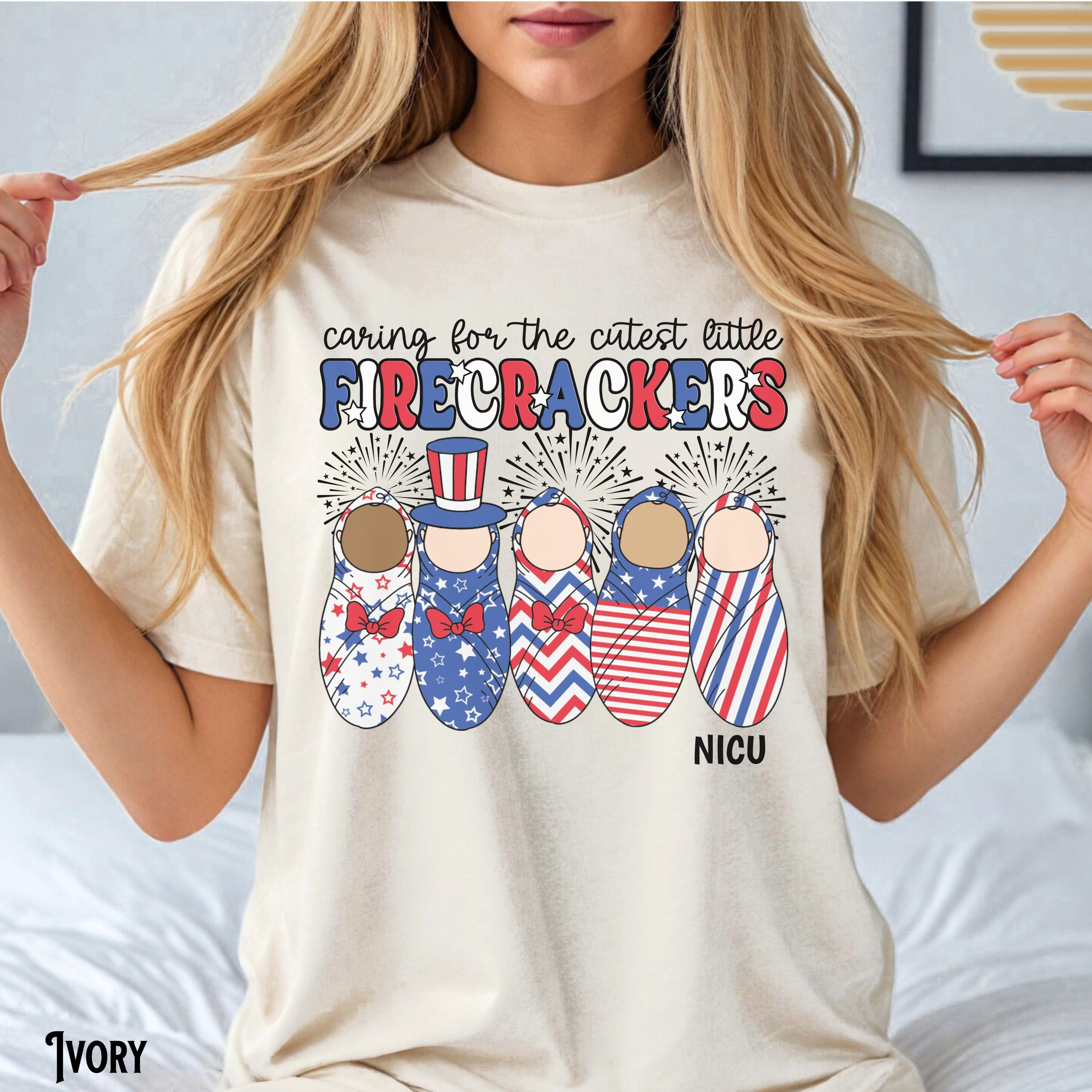 4th of July NICU Shirt Neonatal Intensive Care Unit Patriotic Tee Doctor Nurse RN Swaddle Babies Stars RN TShirt Gift Graphic Tee – Soft Feel · High-Quality Print