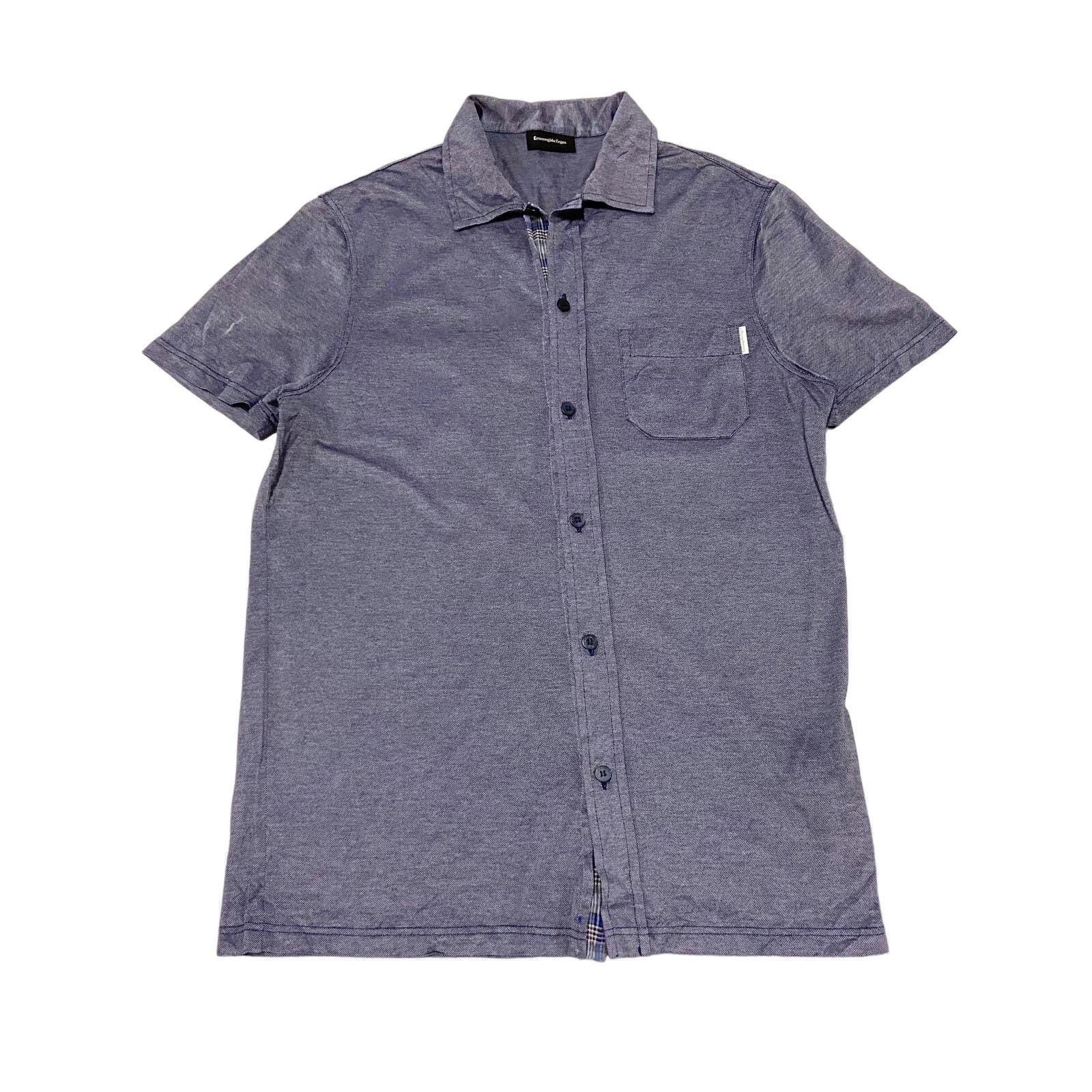 Ermenegildo Zegna Mens Shirt Vintage High End Designer Short Sleeve Blue Graphic Tee – Soft Feel · High-Quality Print