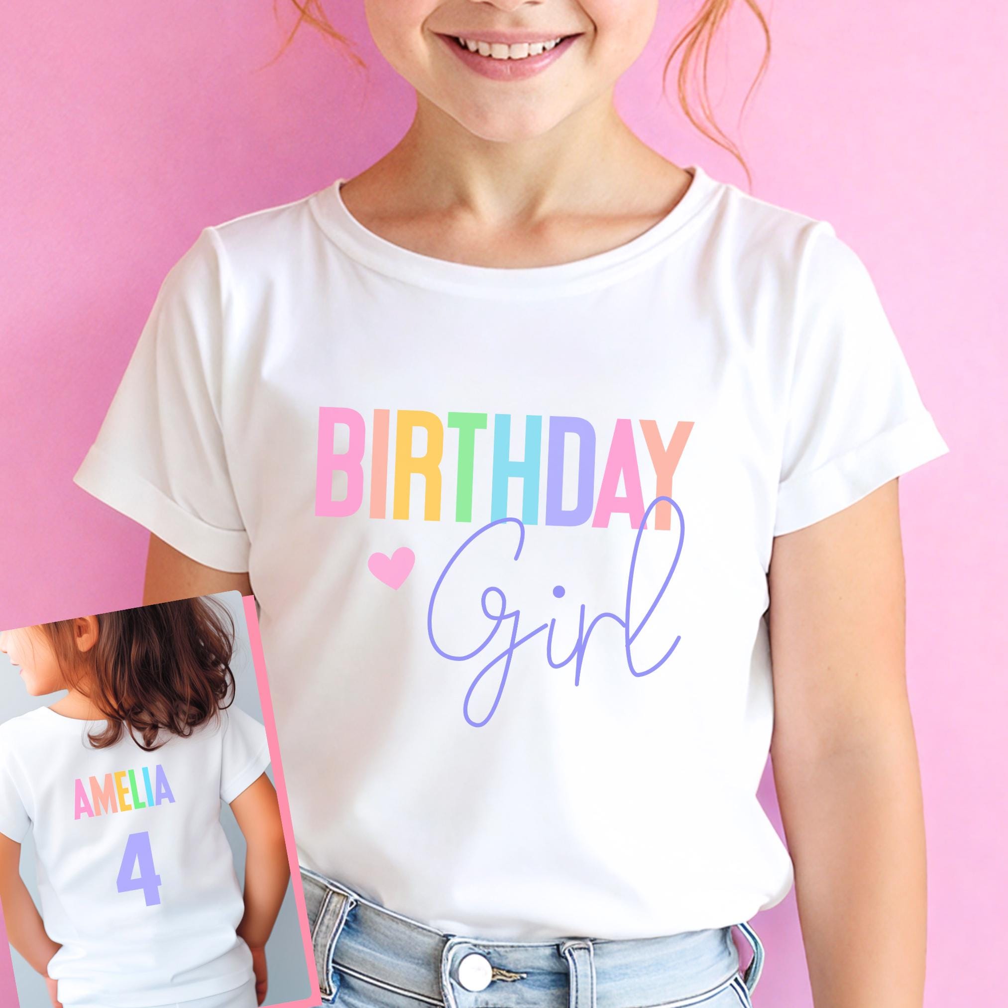 Rainbow Birthday Girl Shirt Personalized Birthday Girl TShirt Custom Girl Birthday Shirt Name Age Birthday Shirt Toddler Party Shirt 4th 3rd Graphic Tee – Bold Style · Perfect For Daily Wear