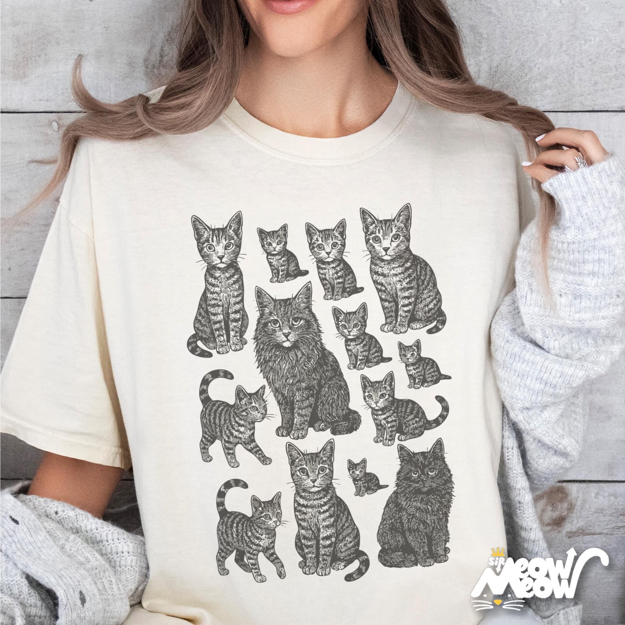 Cat Shirt Vintage Tabby Cat Illustration Tee Cat Lover Gift Funny Cat Mom Shirt Cat Dad Graphic T Shirt Graphic Tee – Fan Favorite · Must-Have Style