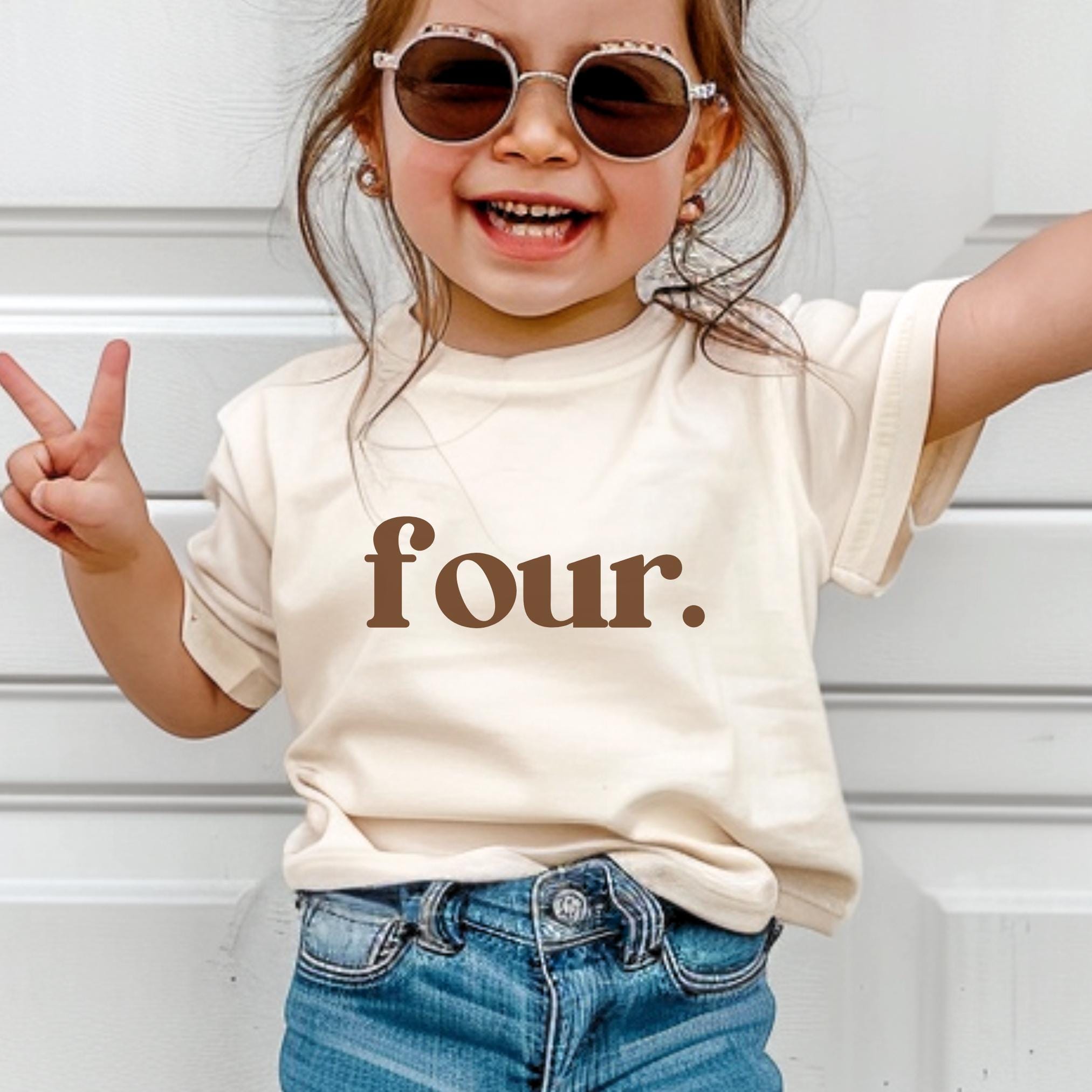 Fourth Birthday Shirt Four Shirt Girl Vintage Toddler T Shirt Natural Toddler Shirt 4th Birthday TShirt 4 Year Old Modern Toddler Birthday Graphic Tee – Cozy Vibes · Must-Have Style