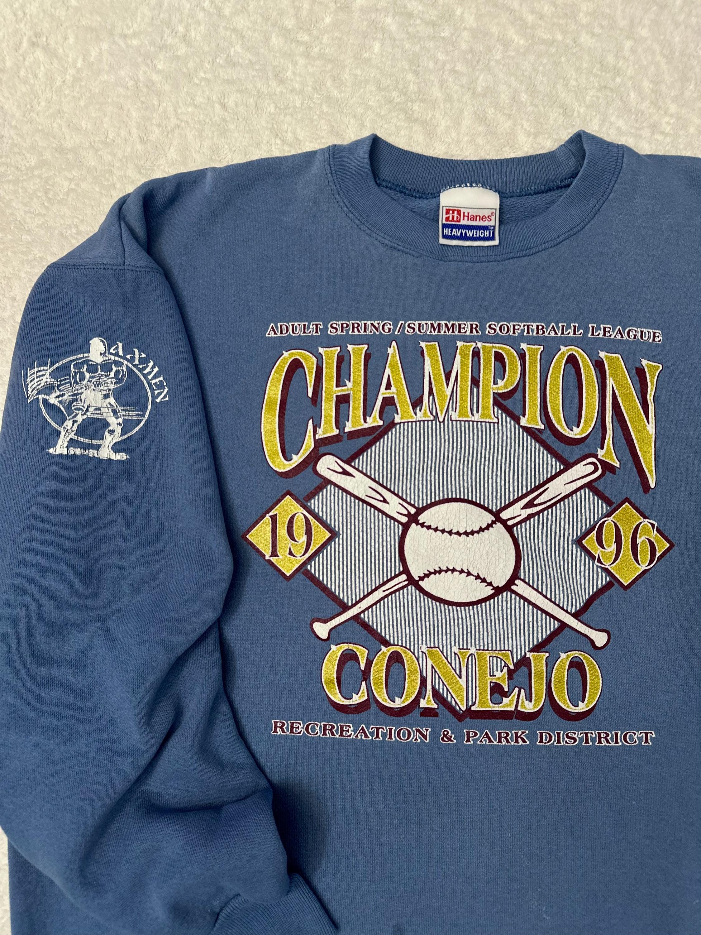 Vintage 1990s 90s Conejo Adult Softball League California Champions Sweatshirt L Sweatshirt – Aesthetic Look · Must-Have Style