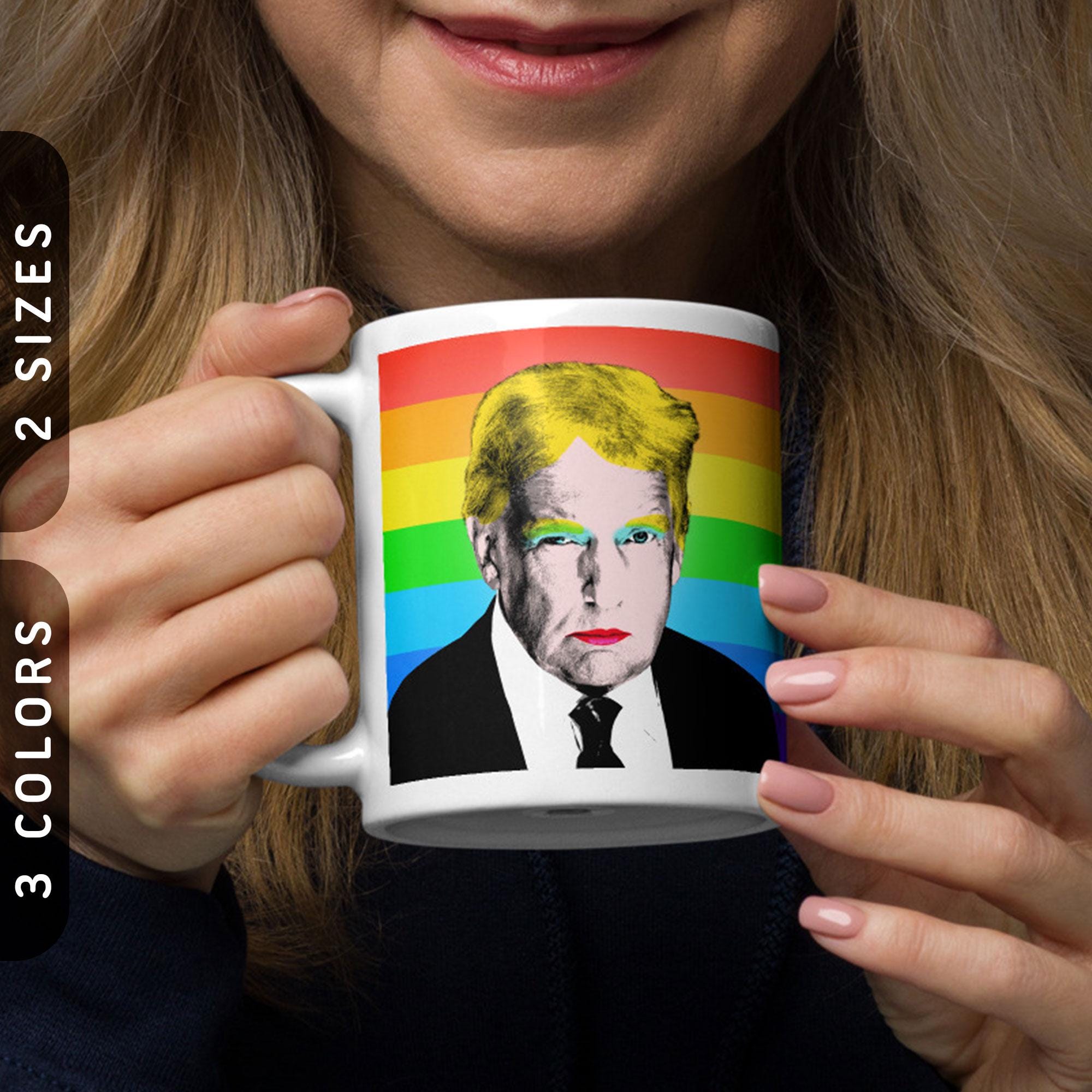 Donald Trump39s Pride Mug with Color Inside LGBTQ Rainbow Pride Coffee Mug Gift for Pride Rainbow Trump Mug Graphic Tee – Easygoing Wear · Great Gift For Fans