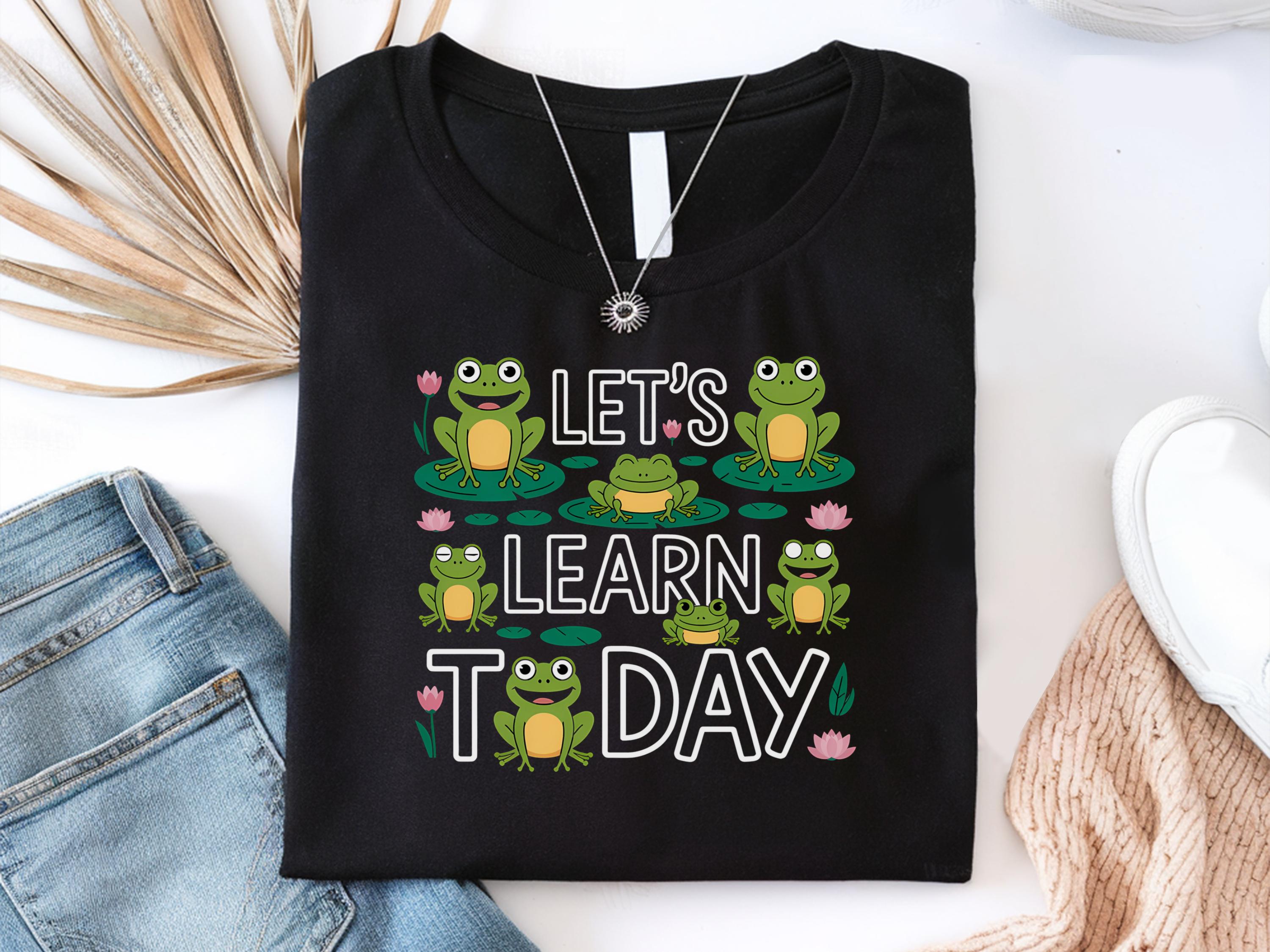 Let39s Learn Today Shirt Teacher Frog Gift Shirt Teacher Shirts Frog Cuteness Teacher Shirt Back To School Shirts Teacher Appreciative Graphic Tee – Aesthetic Look · Perfect For Daily Wear