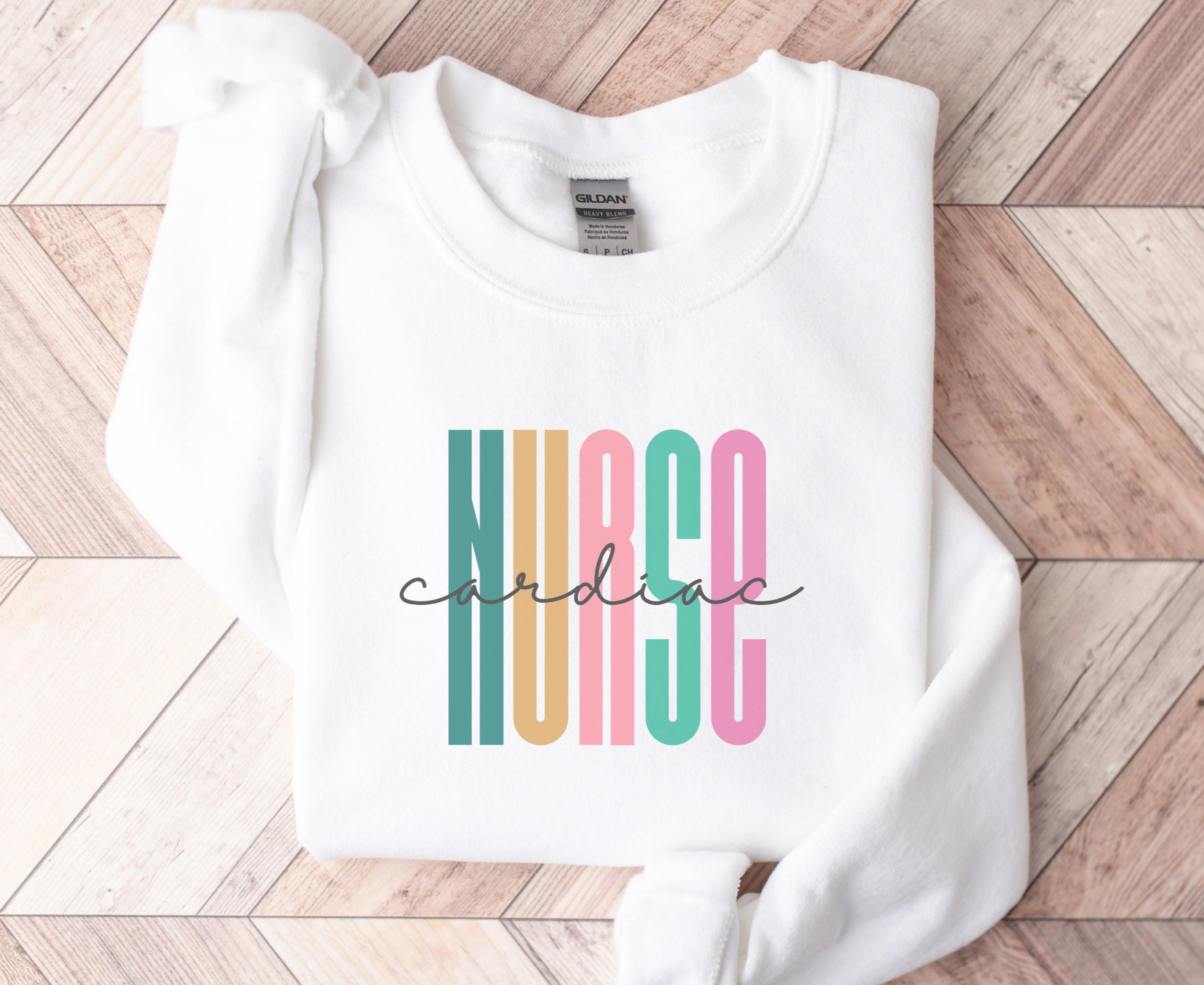 Nurse Sweatshirt CARDIAC Nurse Shirt RN Gift Nurse Graduation Gifts Retro Nurse Crewneck Cardiology Nurse Gift Nurse Appreciation Sweatshirt – Soft Feel · Top Pick For Any Outfit
