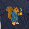 Squirrel Drinking Coffee in Bathrobe Bunny Slippers Shirt Funny Coffee Lover Gift for Any Occasion Morning Person Graphic Tee – Soft Feel · High-Quality Print