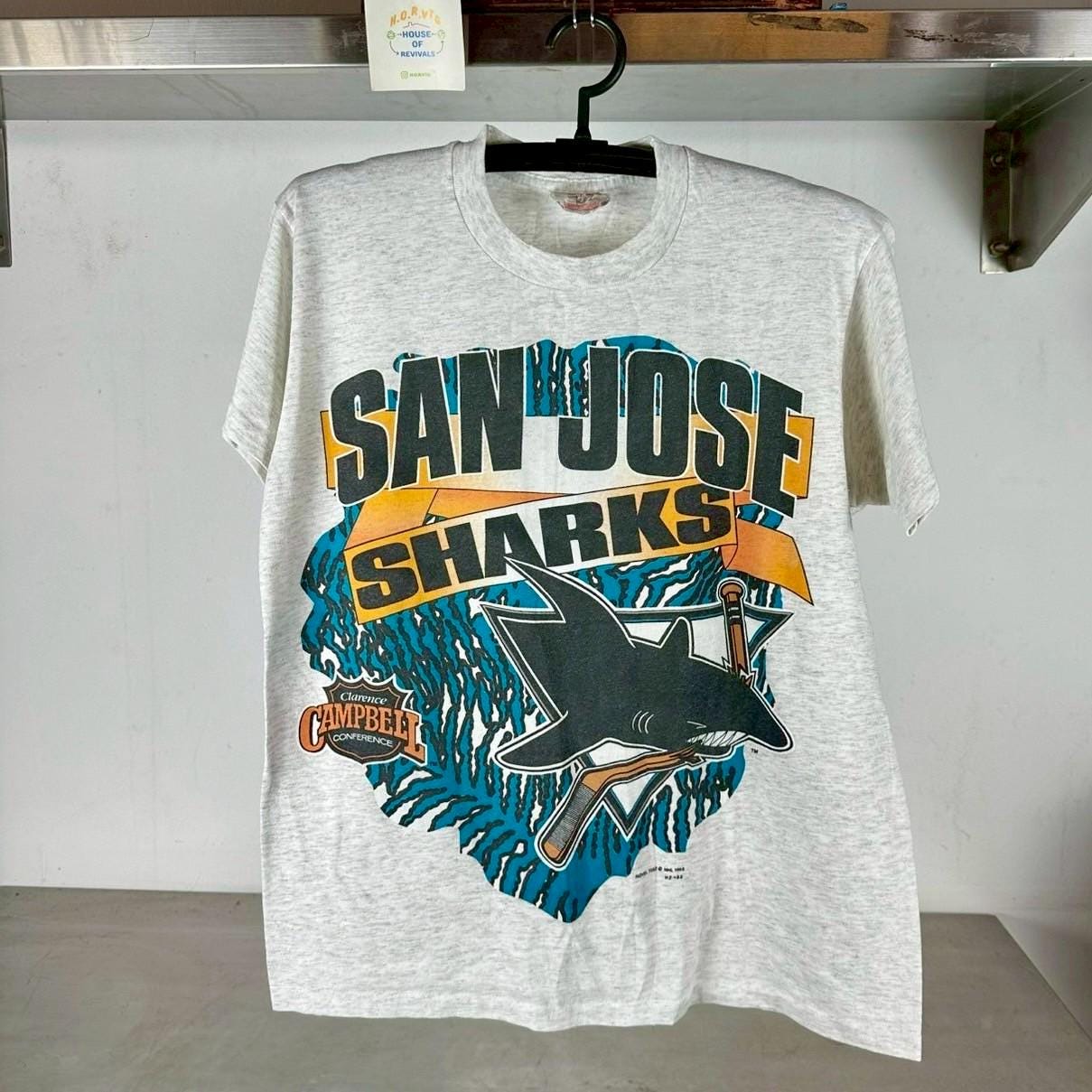 Vintage 1993 San Jose Sharks Hockey Graphic NHL Large Single Stitch T shirt Vintage San Jose Sharks Tshirt Vintage Sports Tshirt Graphic Tee – Fan Favorite · High-Quality Print