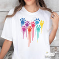 Rainbow Paw Print Heart Shirt Colorful Dripping Paw T Shirt Pet Lover Tee Cat Dog Rescue Gift Pride Animal Support Top Graphic Tee – Bold Style · Great Gift For Fans