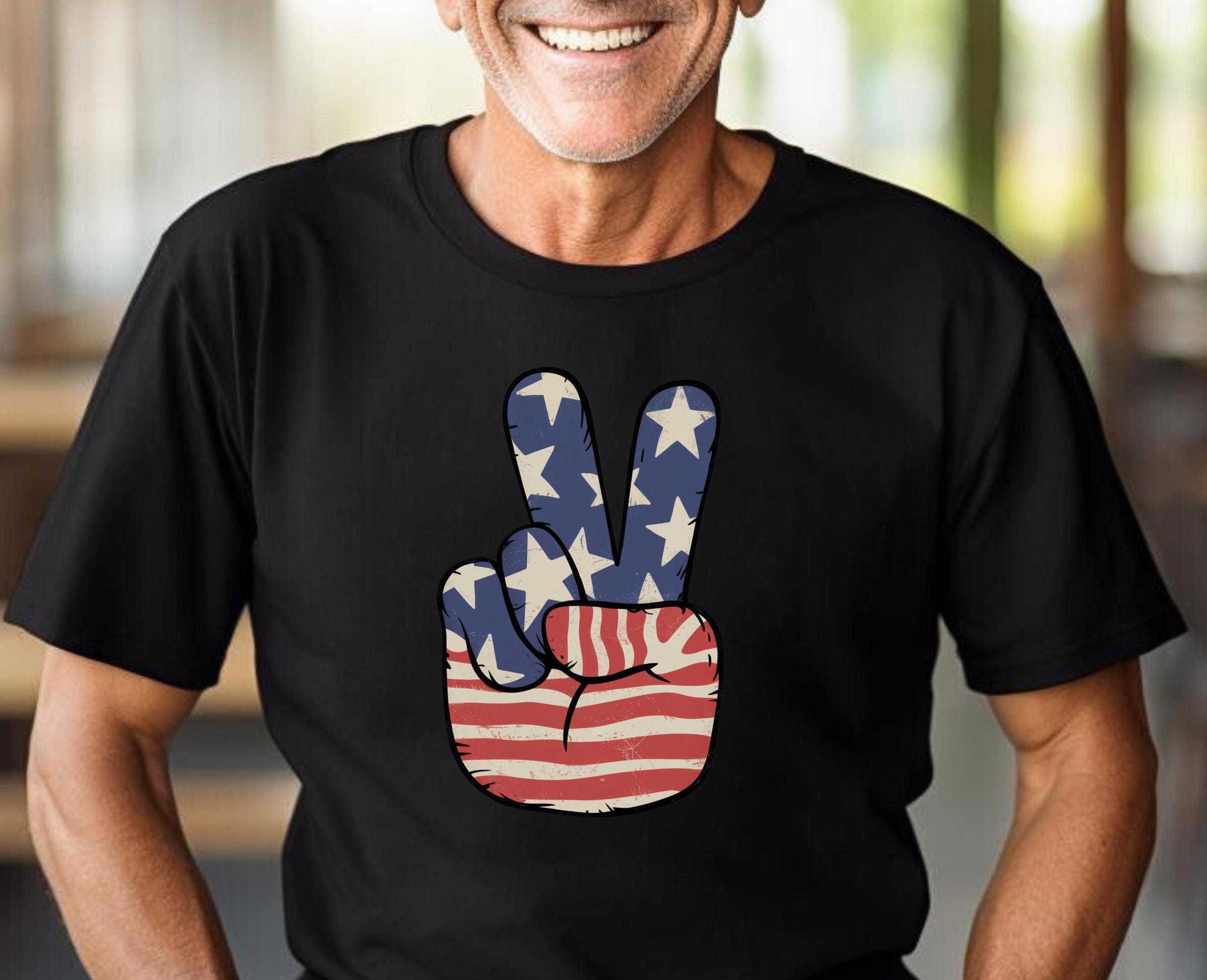 PEACE OUT Shirt Retro USA Peace Sign Shirt 4th of July Tee Patriotic Hippie Shirt Vintage American Flag T Shirt Graphic Tee – Fan Favorite · High-Quality Print