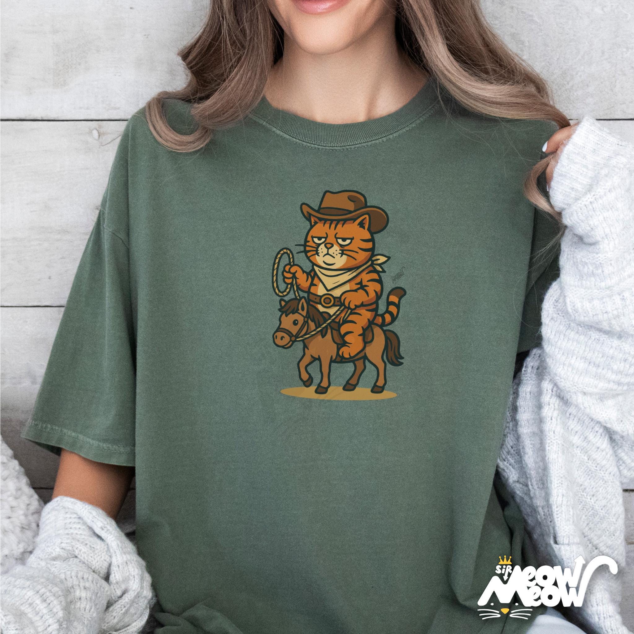 Cowboy Cat Shirt Funny Western Cat Tee Cute Rodeo Kitty T Shirt Sheriff Cat Graphic Tee Vintage Style Cowboy Cat Graphic Tee – Fan Favorite · Top Pick For Any Outfit
