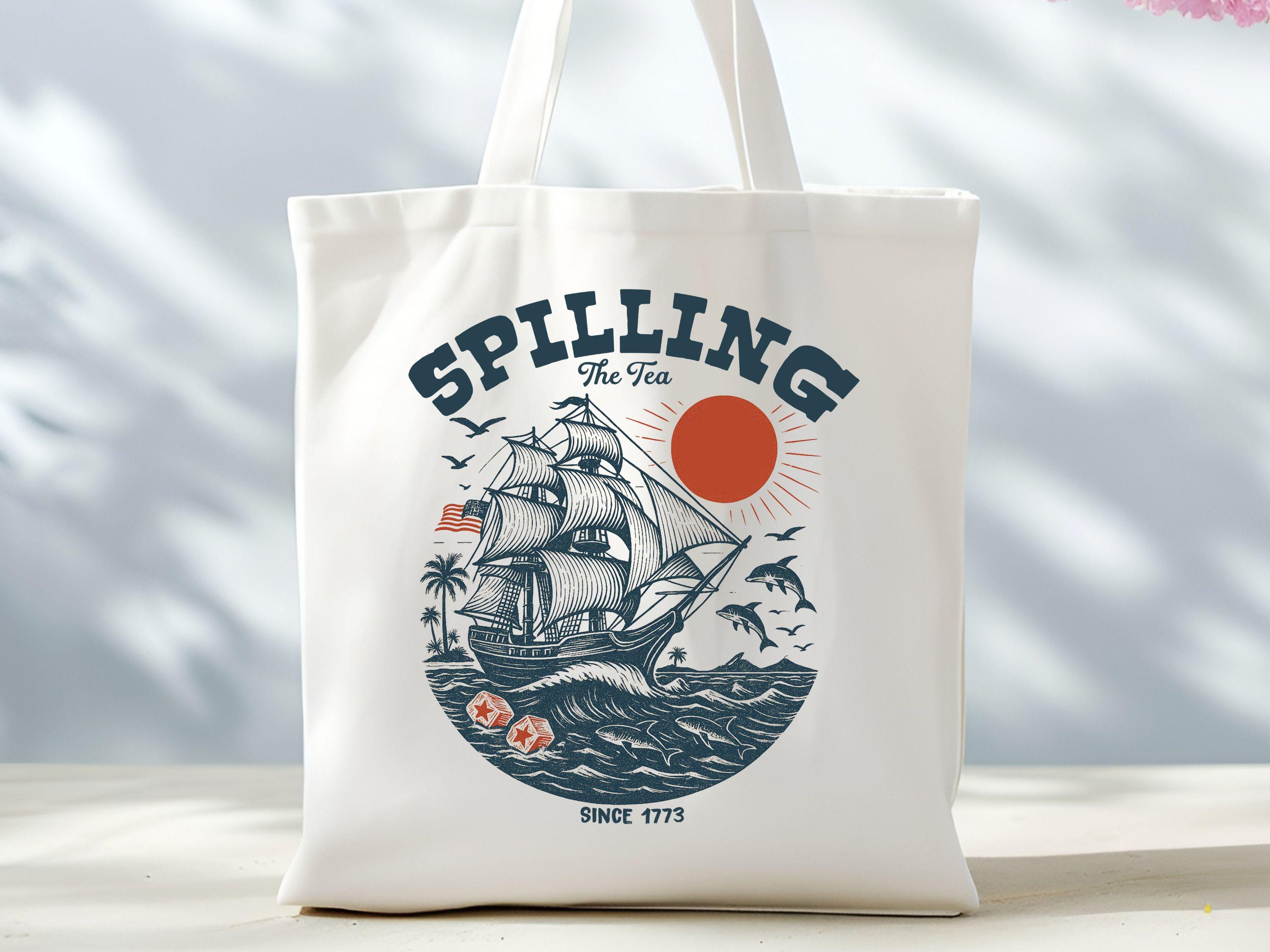 Funny History Tote Bag Spilling the Tea Since 1773 Cute American History Tote for History Professor Social Studies Teacher Appreciation Tote Bag – Everyday Comfort · Top Pick For Any Outfit