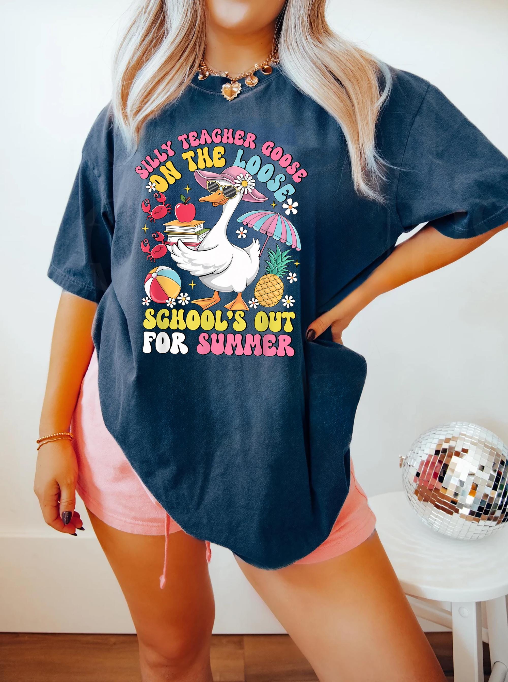 Silly Teacher Goose On The Loose T Shirt Summer Teacher Shirt Teacher Appreciation Tee Graduation Shirt Teacher Gift Last Day of School Graphic Tee – Soft Feel · Great Gift For Fans