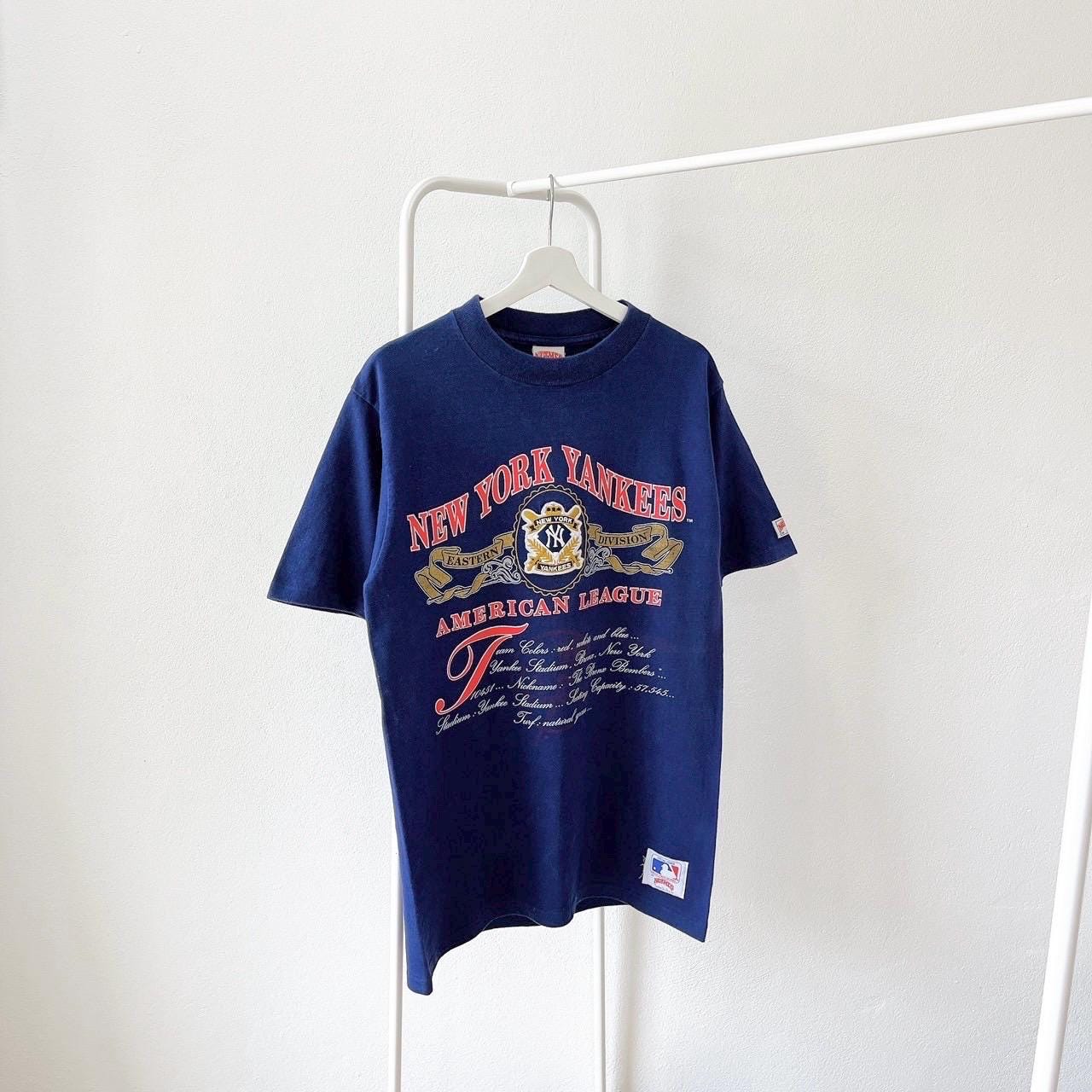 Vintage 90s New York Yankees MLB baseball Made in USA vintage Nutmeg mills blue t shirt L Graphic Tee – Feel-Good Design · Must-Have Style