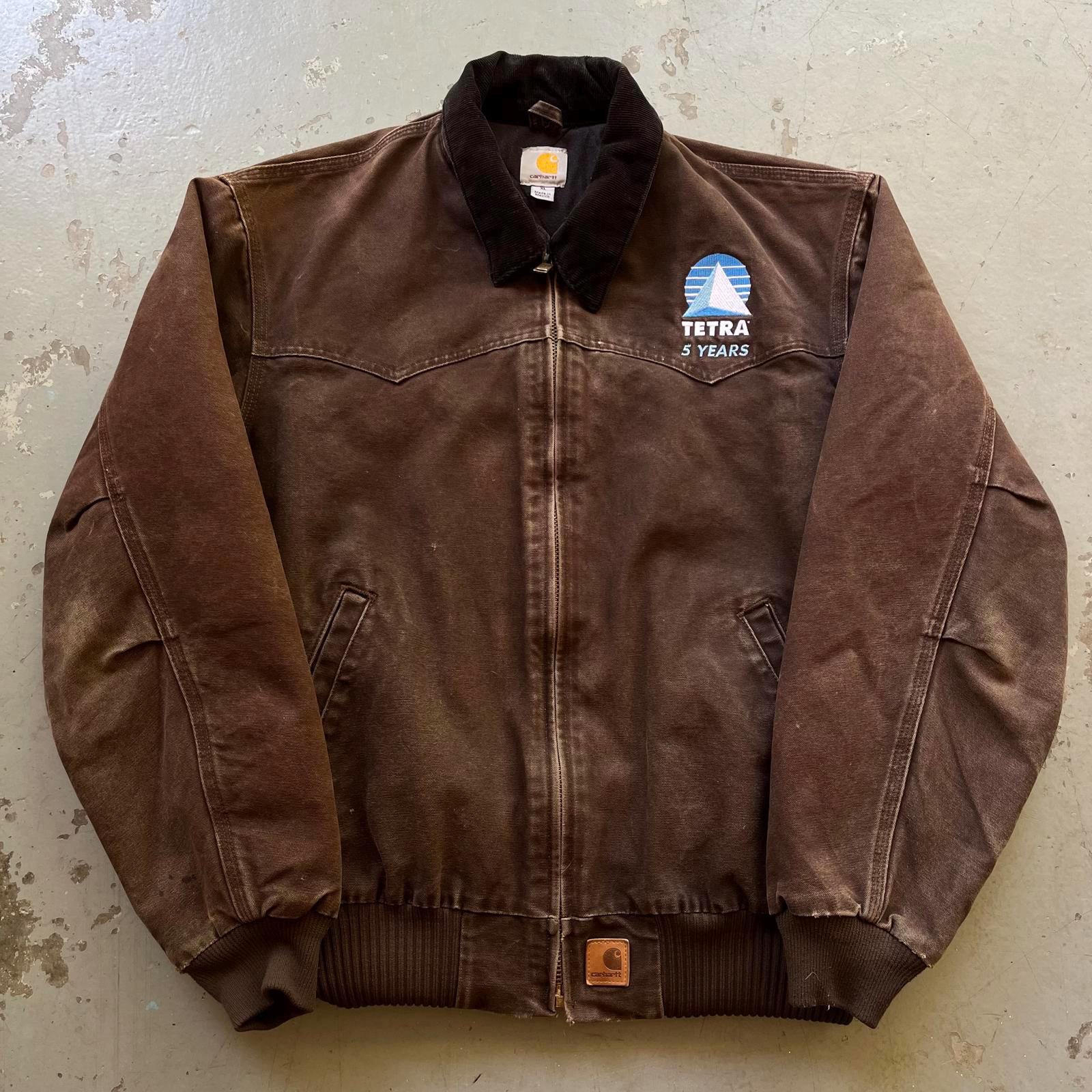 Vintage 90s Rare Carhartt Santa Fe Chocolate Brown Jacket Graphic Tee – Premium Graphic · Great Gift For Fans