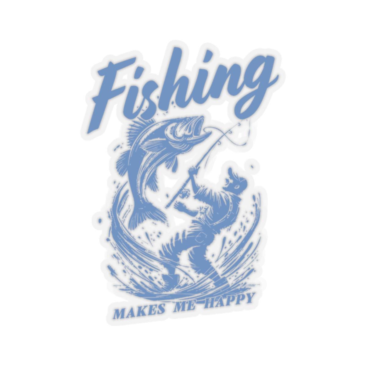Fishing Kiss Cut Stickers Perfect for Anglers Outdoor Enthusiasts Laptop Decor Gift for Fishermen Makes Me Happy Graphic Tee – Bold Style · Perfect For Daily Wear