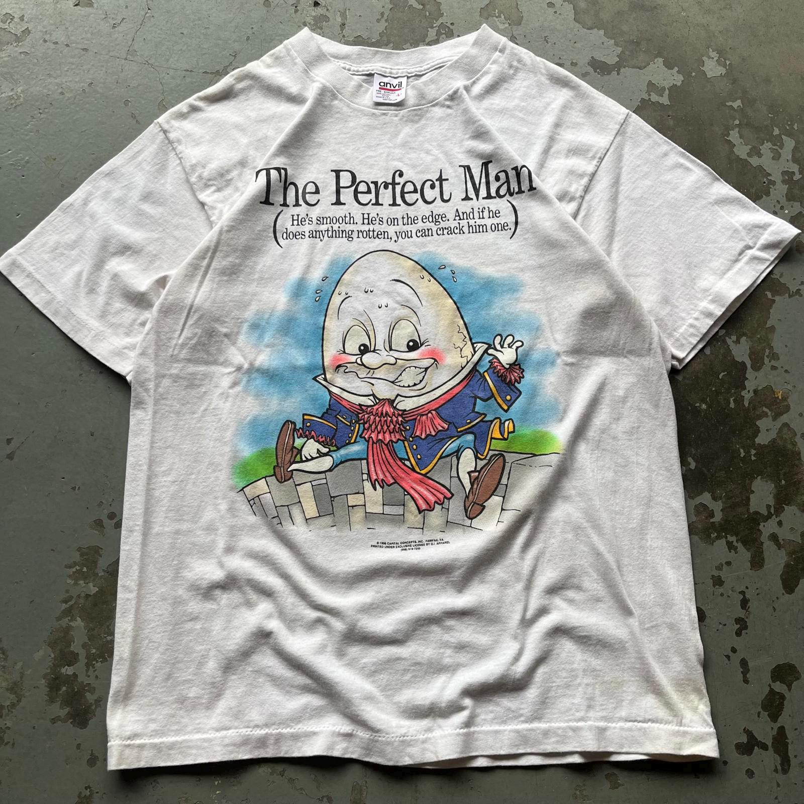 Vintage Rare 90s The Perfect Man Humpty Dumpty Funny Shirt Graphic Tee – Easygoing Wear · Perfect For Daily Wear