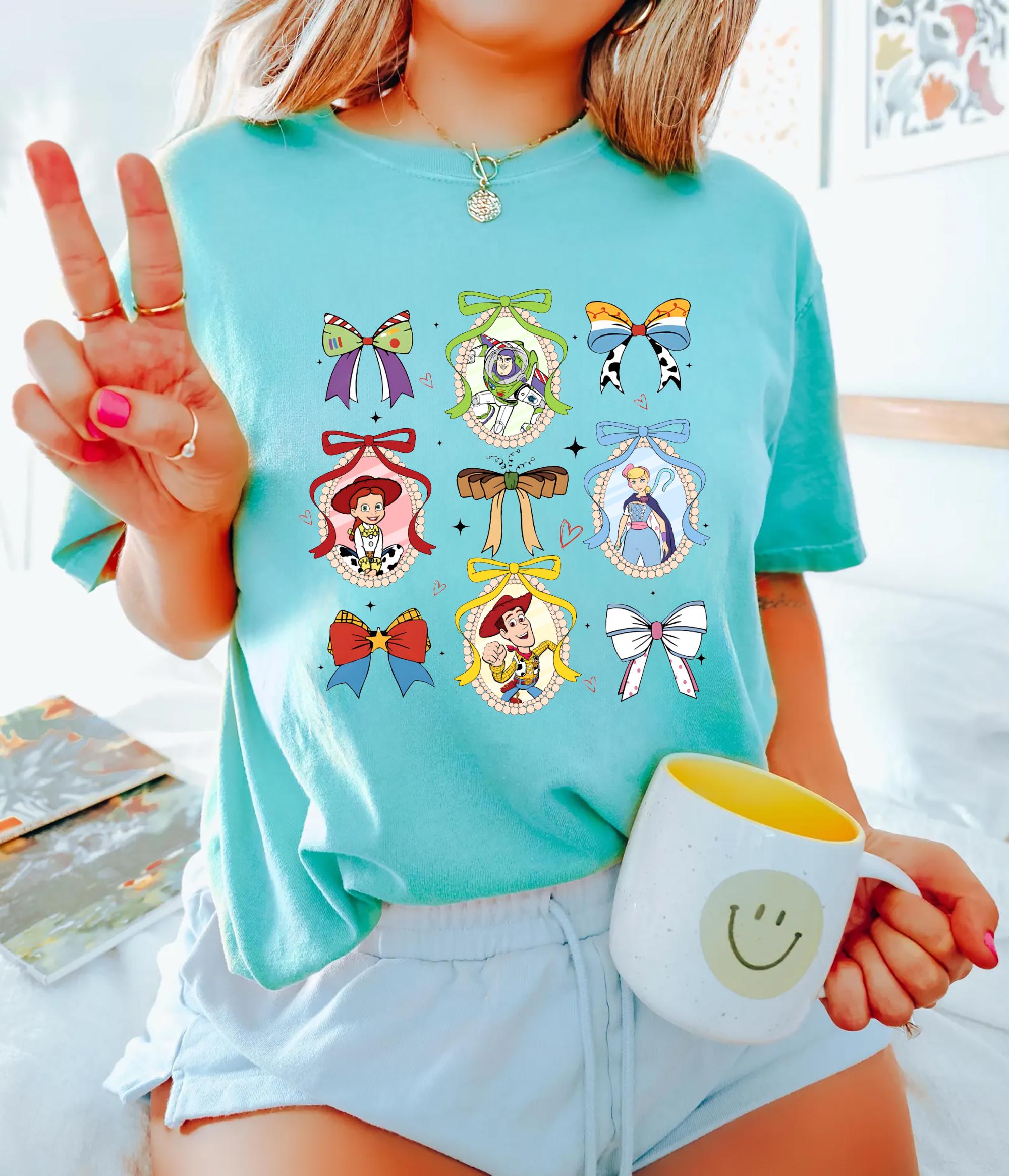 Coquette Bows Disney Toy Story Shirt Pixar Toy Story T shirt Woody Jessie Buzz Alien Rex Tee Disneyland Family Matching Trip Graphic Tee – Aesthetic Look · Must-Have Style