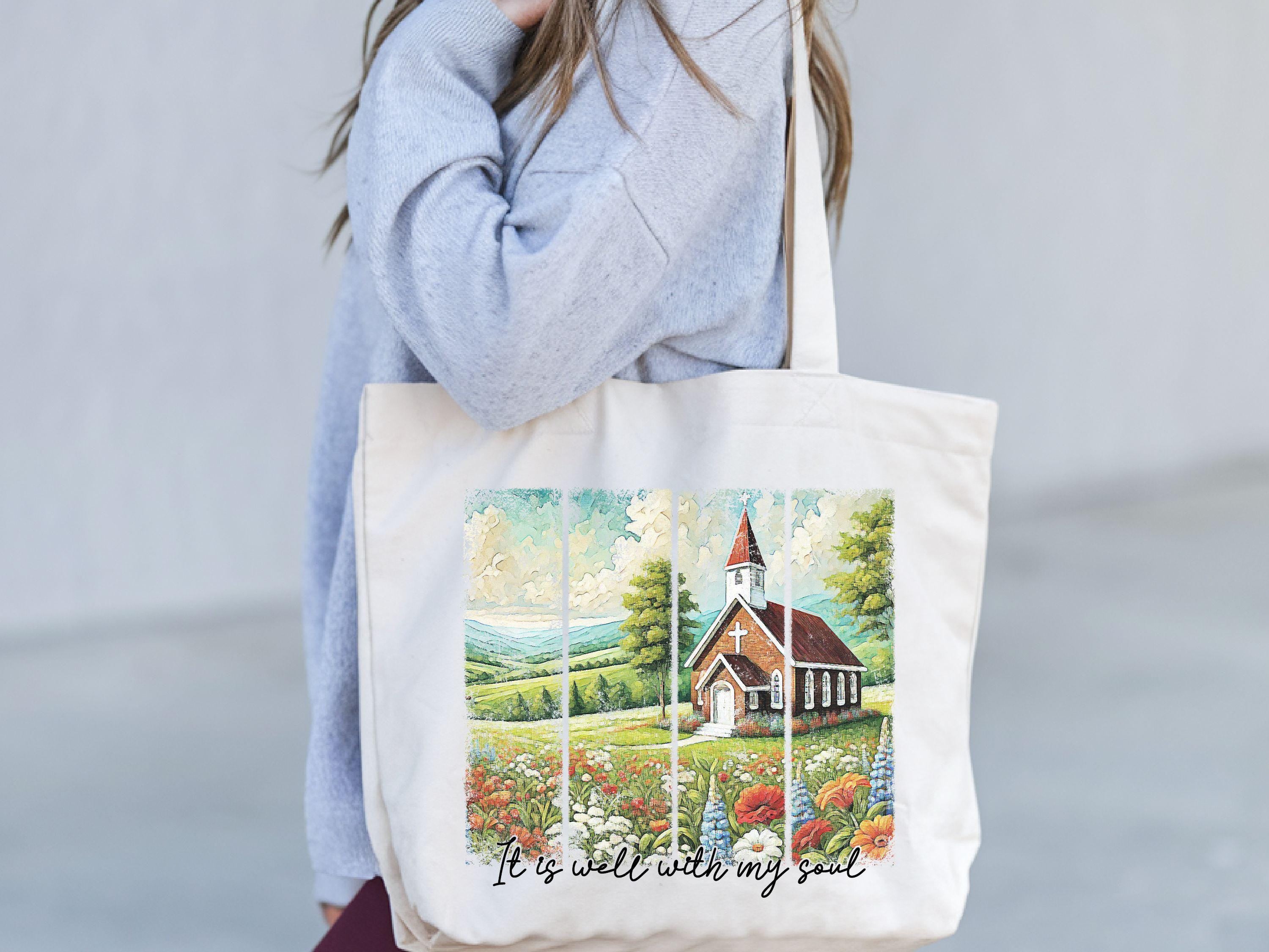 Christian Mom Tote Bag It is well with my soul Bible Verse Bag Faith bag Motivational bag Birthday Gift Womens Bag Mothers day Gift Tote Bag – Easygoing Wear · Trending Graphic Apparel