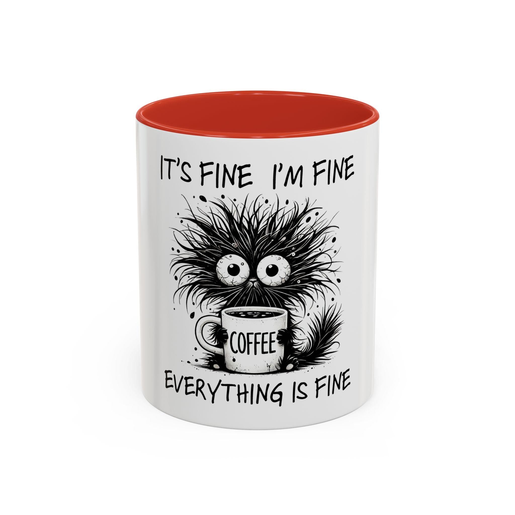 Whimsical Coffee Mug quotIt39s Fine I39m Finequot Design Ceramic Tea Cup Gift for Coffee Lovers Self Care Mug Funny Office Cup Graphic Tee – Everyday Comfort · Must-Have Style