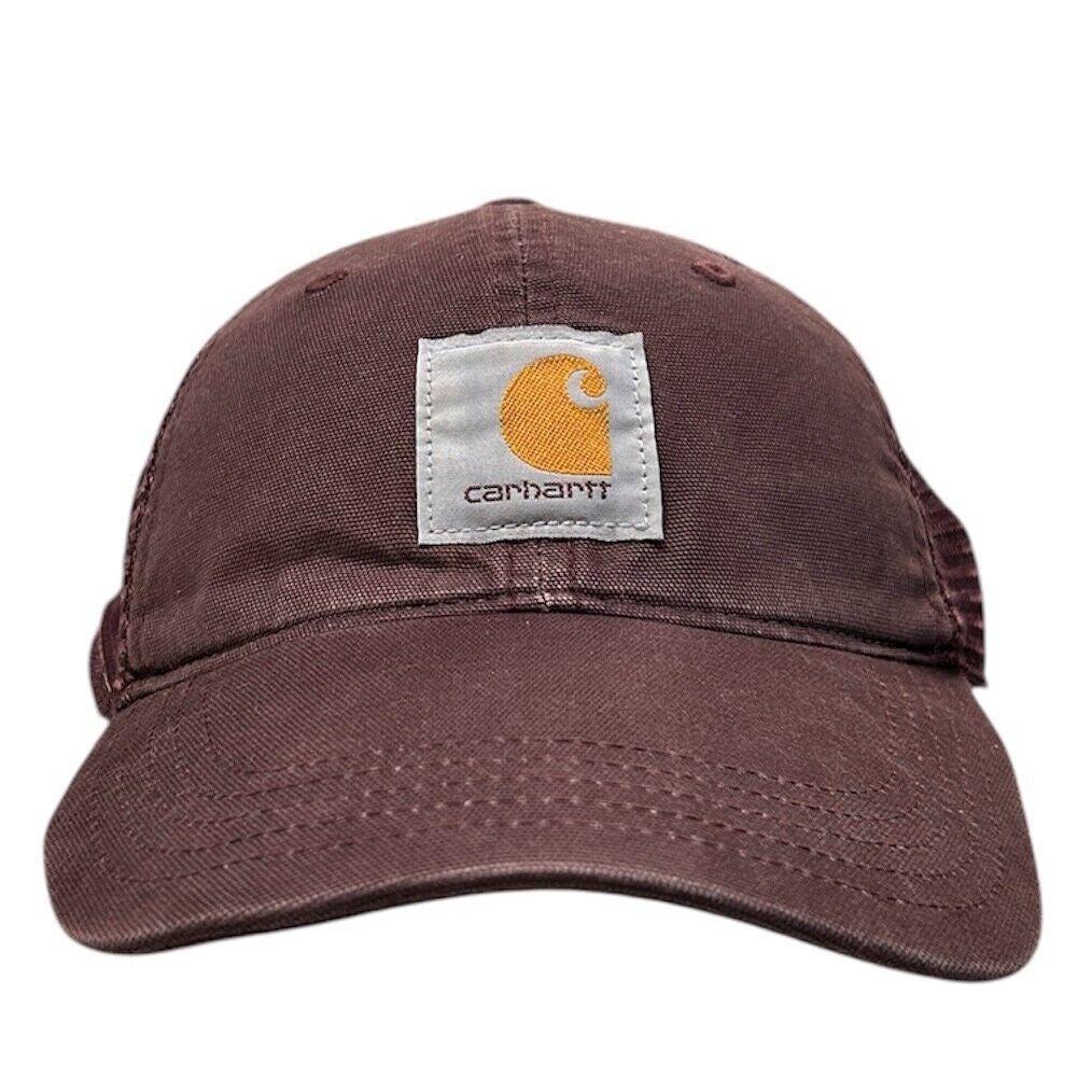 Vintage Carhartt Patch Burgundy Trucker Snapback Hat Graphic Tee – Easygoing Wear · Perfect For Daily Wear