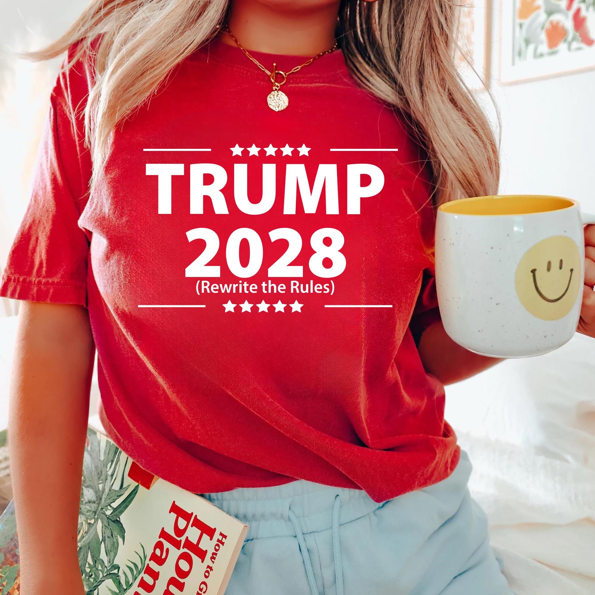 Trump 2028 T Shirt Distressed American Flag Tee Patriotic USA Election Shirt Vintage Style Campaign Top Graphic Tee – Cozy Vibes · High-Quality Print