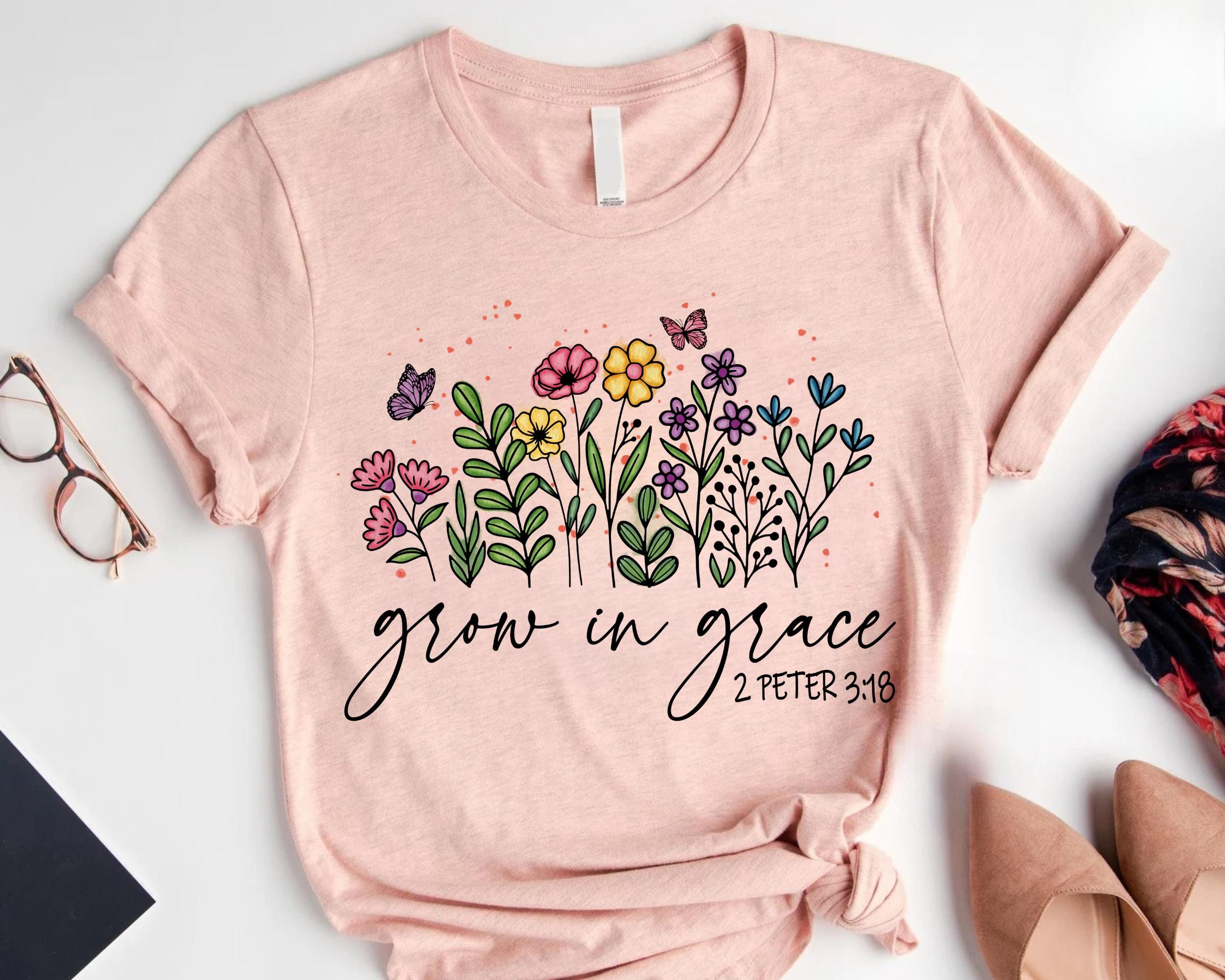 Grow In Grace Shirt Grace Shirt Christian Shirt Bible Verse Shirt Bible Verse Gift Shirt Graphic Tee – Cozy Vibes · Must-Have Style
