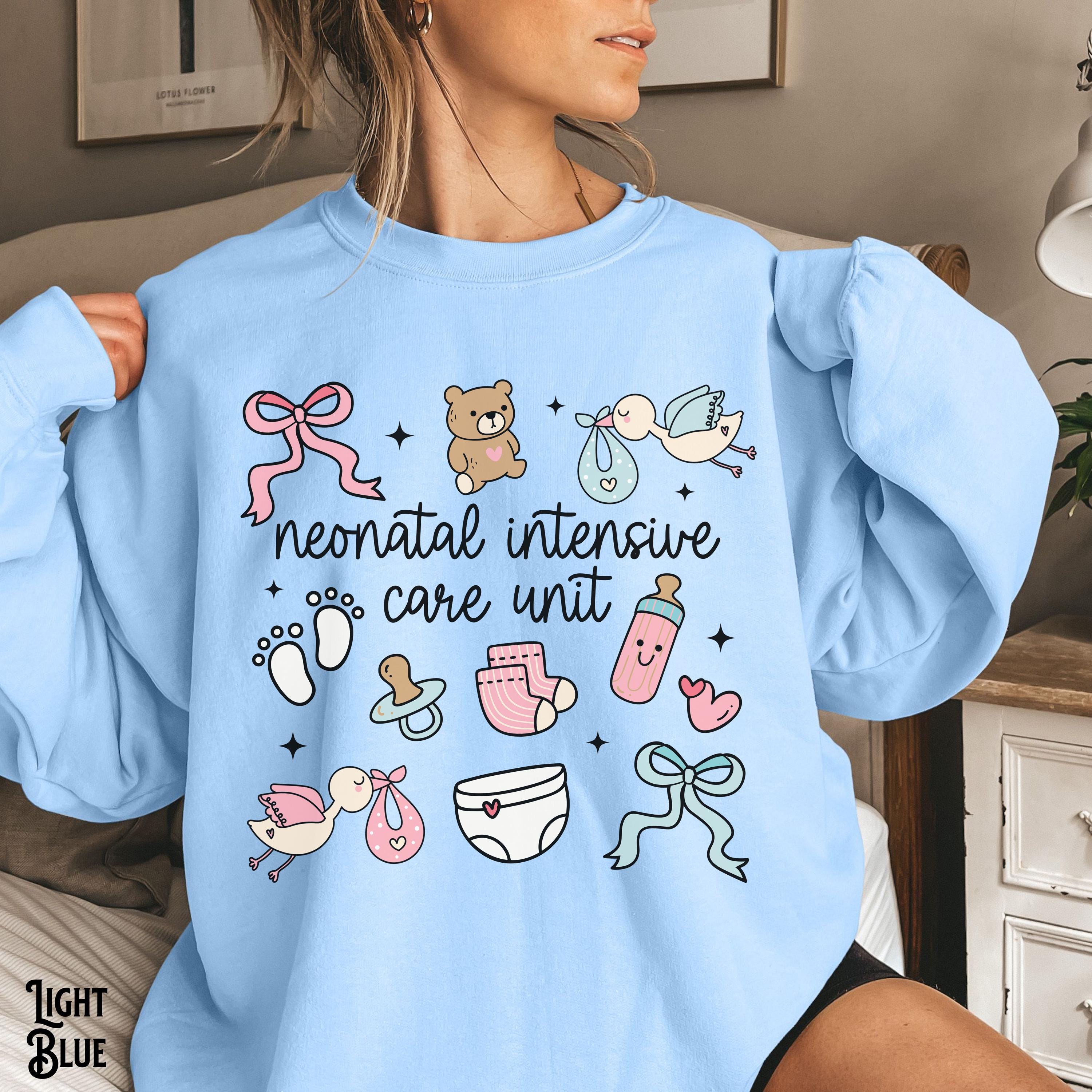 NICU Sweatshirt Neonatal Intensive Care Unit Sweater NICU Nurse Doctor Crew RN Whimsical Doodle Art Graduation Appreciation Gift Sweatshirt – Feel-Good Design · High-Quality Print