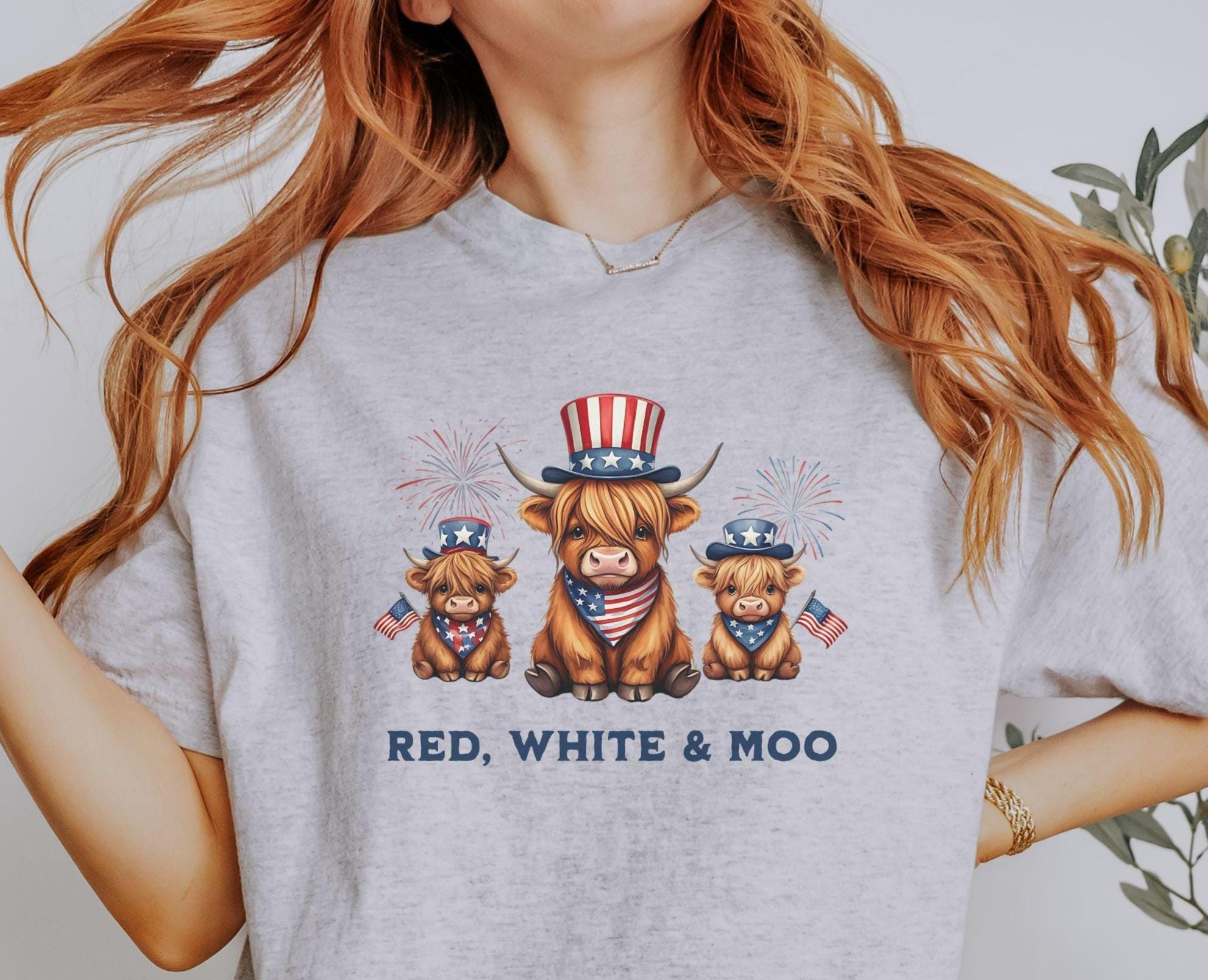 Cute 4th of July Cow Shirt Red White MOO Tshirt for 4th of July Red White and Blue Highland Cow Tee Highland Cow Gift Graphic Tee – Warm & Stylish · High-Quality Print