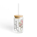 Floral Sipper Glass Eco Friendly Drinkware Cute Summer Cup Gift for Nature Lovers Reusable Water Bottle Spring Picnic Essential Graphic Tee – Cozy Vibes · High-Quality Print