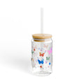 Whimsical Butterfly Cat Sipper Glass 16oz Perfect for Home Gifts Summer Parties Eco Friendly Drinkware Unique Gift Graphic Tee – Easygoing Wear · High-Quality Print