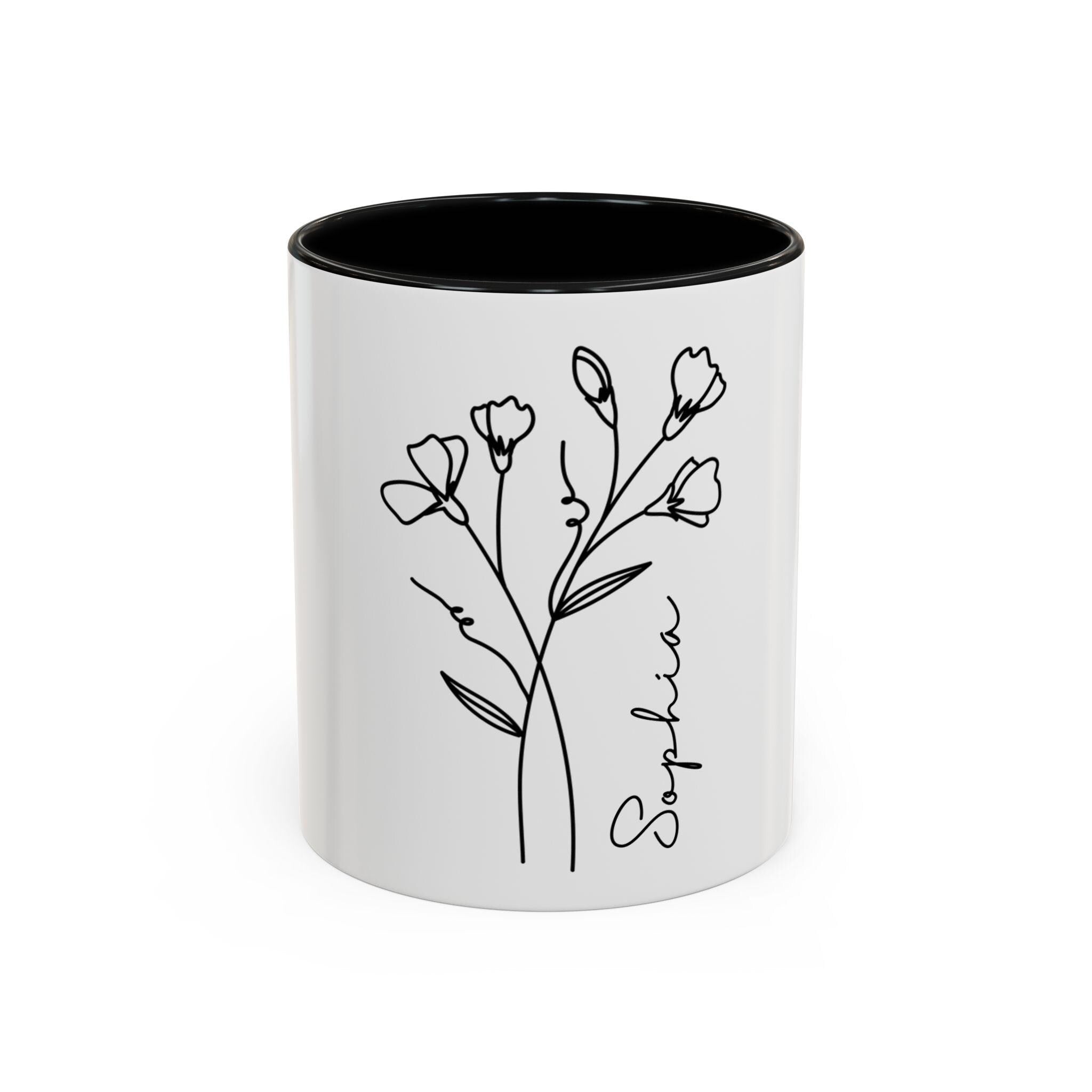 Floral Coffee Mug Personalized Birth Month Gift Custom Name Cup Birthday Flower Mug 11 15oz Cup for Her Coffee Lover Mothers Day Gift Graphic Tee – Fan Favorite · Perfect For Daily Wear