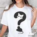 Cat Mouse Question Mark Shirt Minimalist Cat Lover Tee Clever Cat and Mouse Graphic Cute Animal Optical Illusion Shirt Graphic Tee – Aesthetic Look · High-Quality Print
