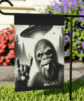 Bigfoot Alien Crytid Garden Flag Whimsical Yard Banner Outdoor Decor UFO Yard Art Theme Unique Gift Sasquatch Lovers Housewarming Gift Graphic Tee – Soft Feel · Trending Graphic Apparel