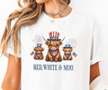 Red White MOO Shirt for 4th of July Highland Cow Tshirt Cute Juth 4th Tee Cute 4th of July Cow T Shirt Graphic Tee – Easygoing Wear · High-Quality Print