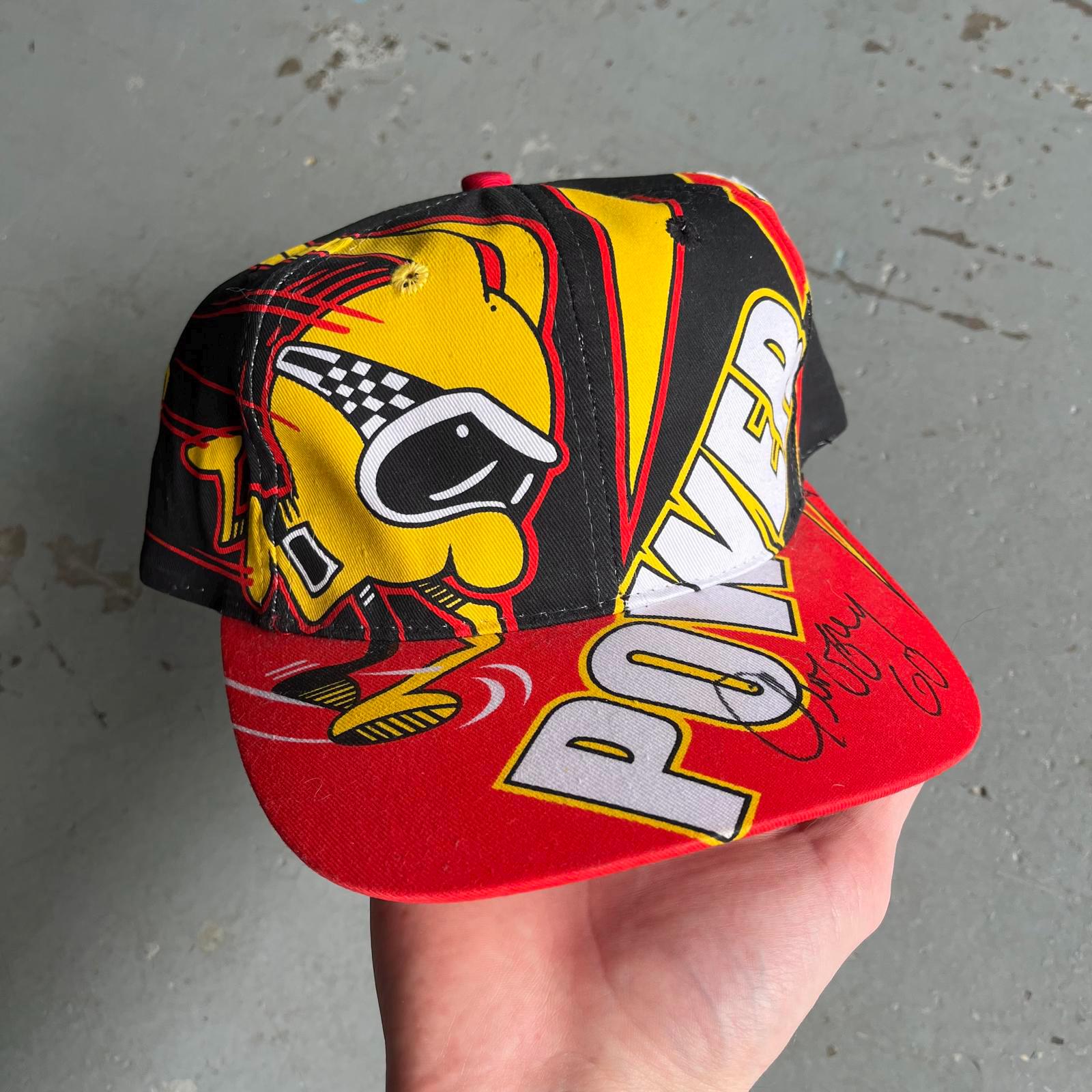 Vintage 90s Geoffrey Bodine Signed Power Team NASCAR AOP Hat Graphic Tee – Warm & Stylish · Great Gift For Fans