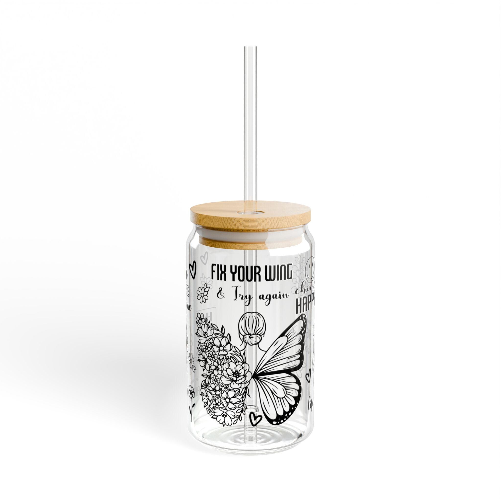 Inspirational Sipper Glass Motivational Drinkware for Everyday Boost Gift for Friends Encouragement Glass Reusable Cup Home Decor Graphic Tee – Aesthetic Look · Great Gift For Fans