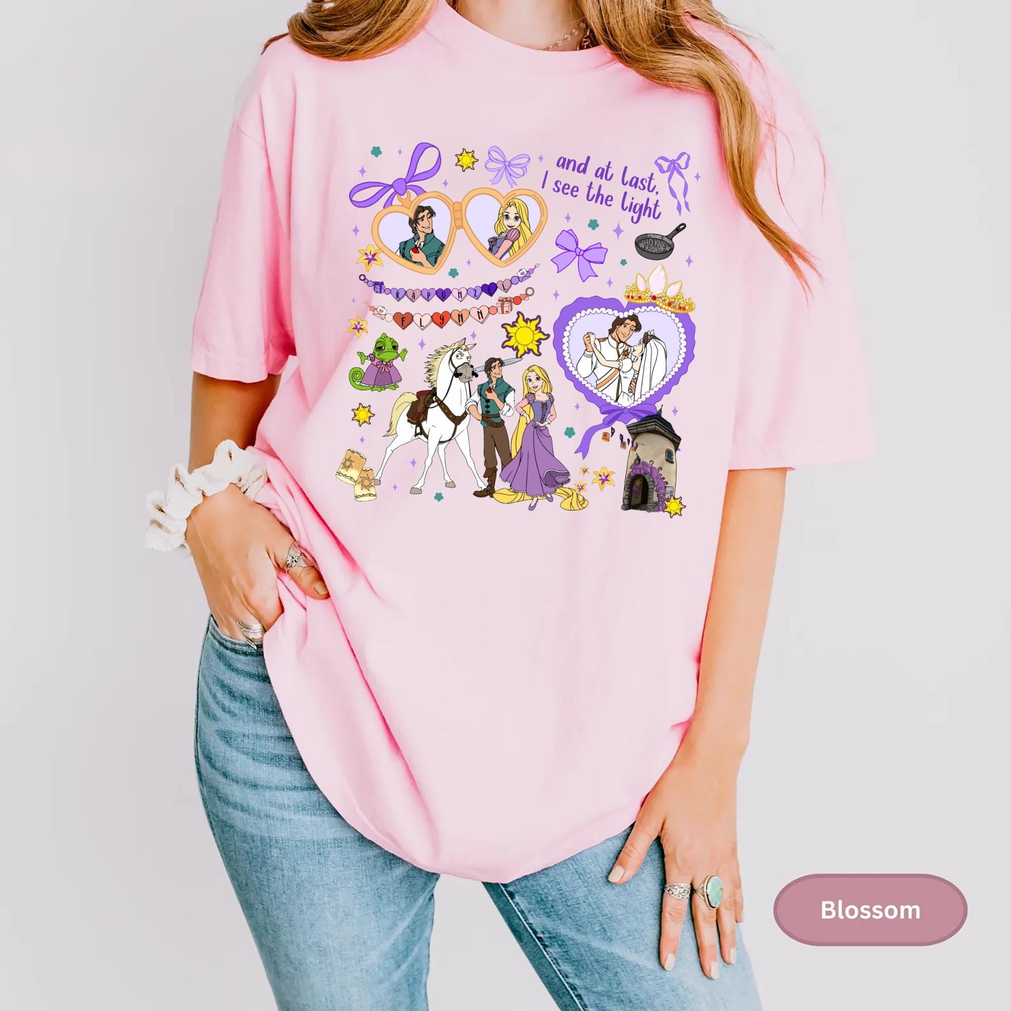 Coquette Bow Disney Tangled Rapunzel Floral Shirt Disney Princess Rapunzel shirt Lost Princess Tee Magic Kingdom ShirtDisney Trip Graphic Tee – Aesthetic Look · Perfect For Daily Wear