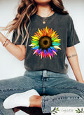 Retro Comfort Sunflower T shirt Rainbow Sunflower Shirt LGBTQ Pride Sweatshirt LGBTQ Support Gift Pride Month Tee Queer Rights Crewneck Sweatshirt – Cozy Vibes · Must-Have Style